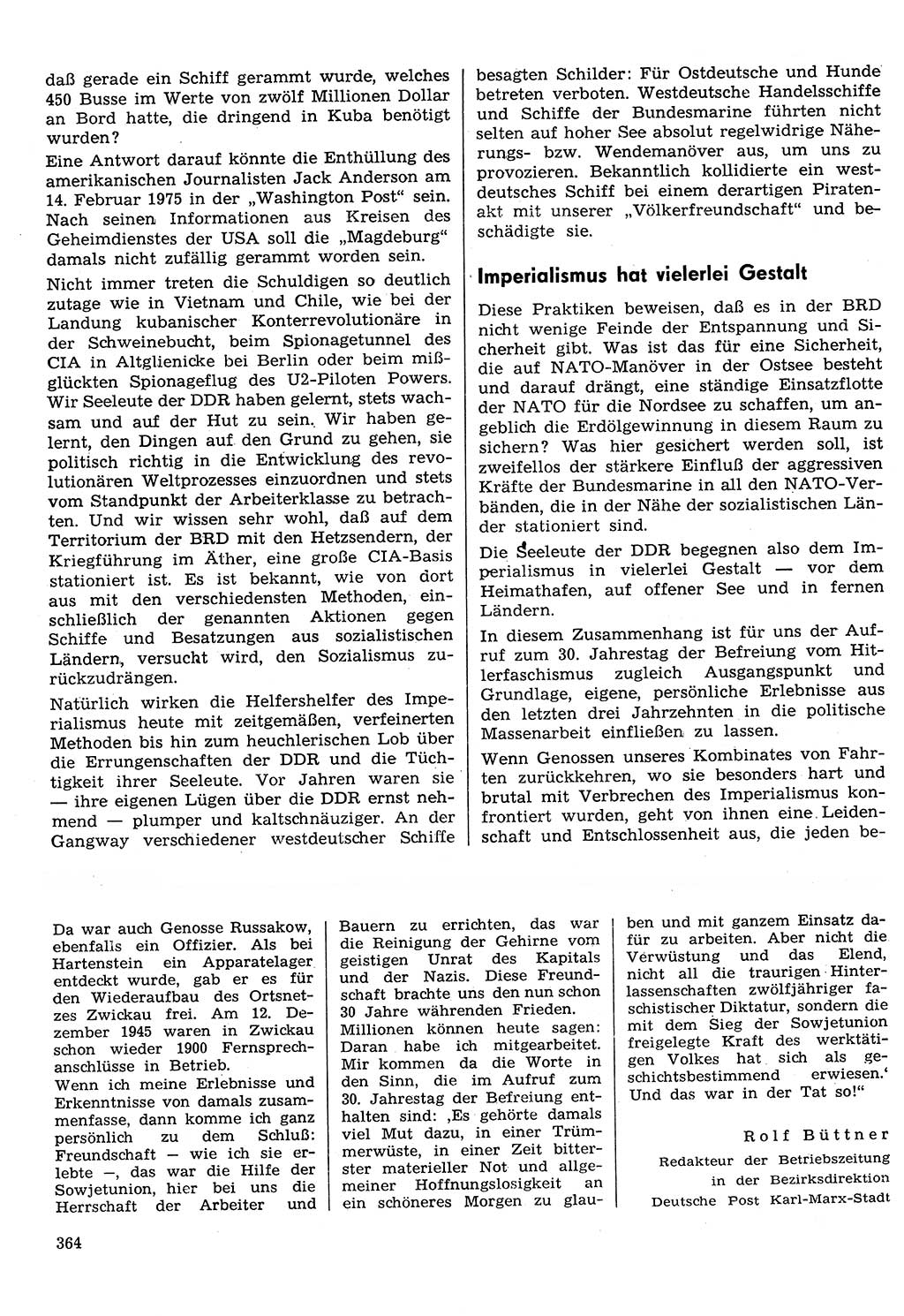 Neuer Weg (NW), Organ des Zentralkomitees (ZK) der SED (Sozialistische Einheitspartei Deutschlands) für Fragen des Parteilebens, 30. Jahrgang [Deutsche Demokratische Republik (DDR)] 1975, Seite 364 (NW ZK SED DDR 1975, S. 364)