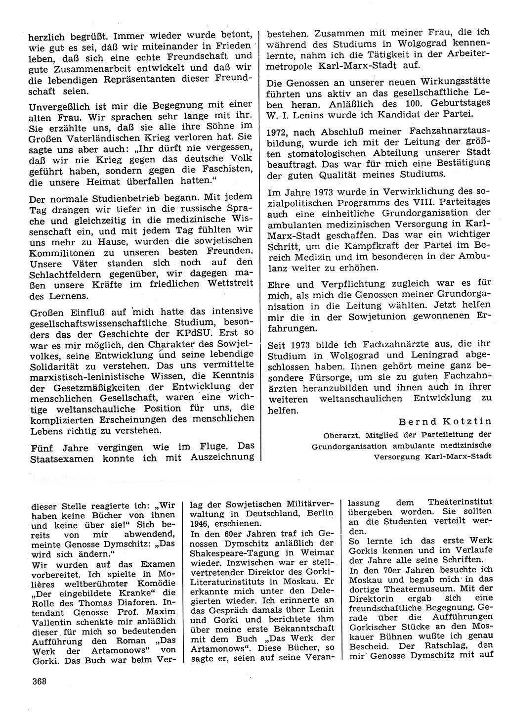 Neuer Weg (NW), Organ des Zentralkomitees (ZK) der SED (Sozialistische Einheitspartei Deutschlands) für Fragen des Parteilebens, 30. Jahrgang [Deutsche Demokratische Republik (DDR)] 1975, Seite 368 (NW ZK SED DDR 1975, S. 368)