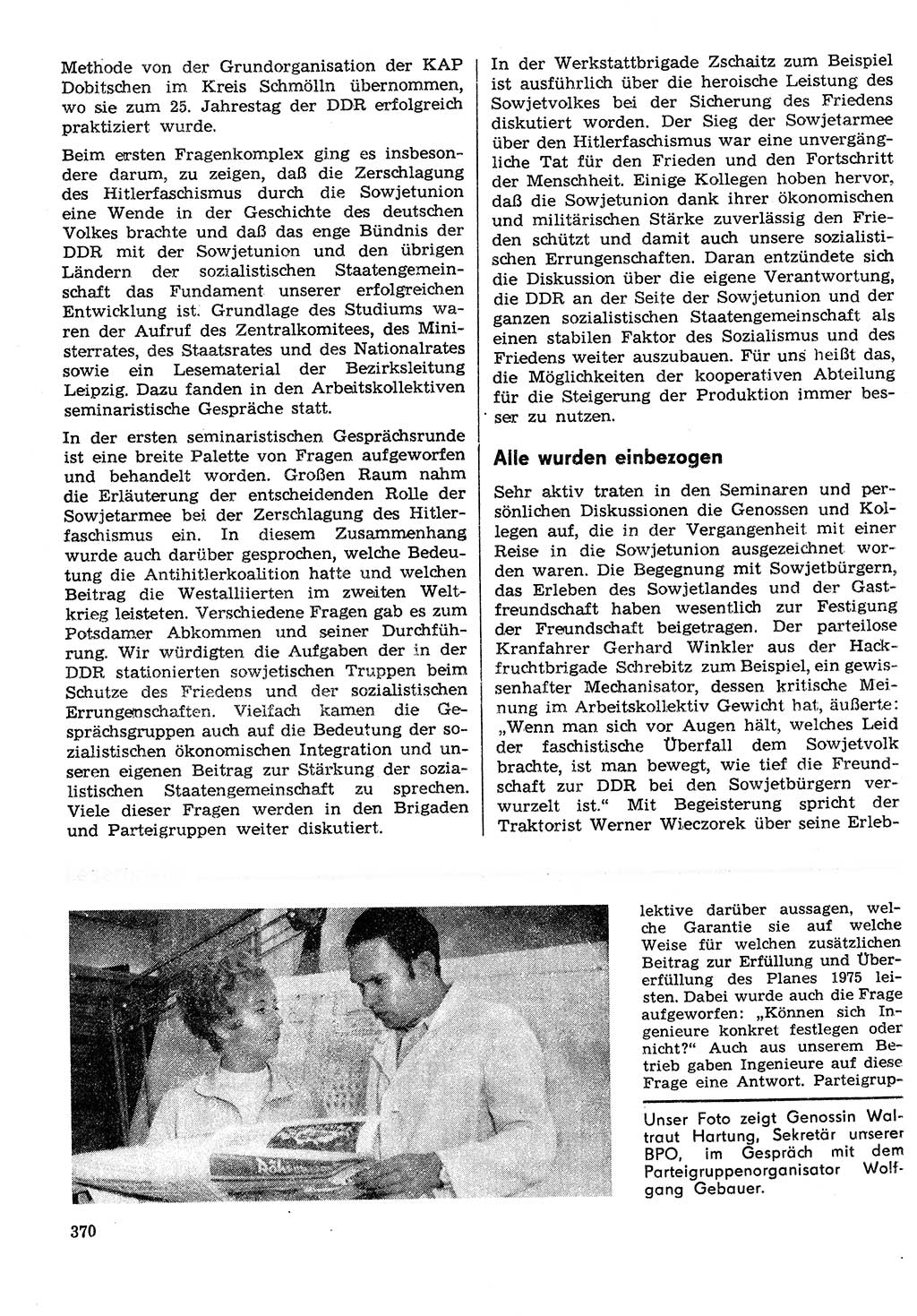 Neuer Weg (NW), Organ des Zentralkomitees (ZK) der SED (Sozialistische Einheitspartei Deutschlands) für Fragen des Parteilebens, 30. Jahrgang [Deutsche Demokratische Republik (DDR)] 1975, Seite 370 (NW ZK SED DDR 1975, S. 370)