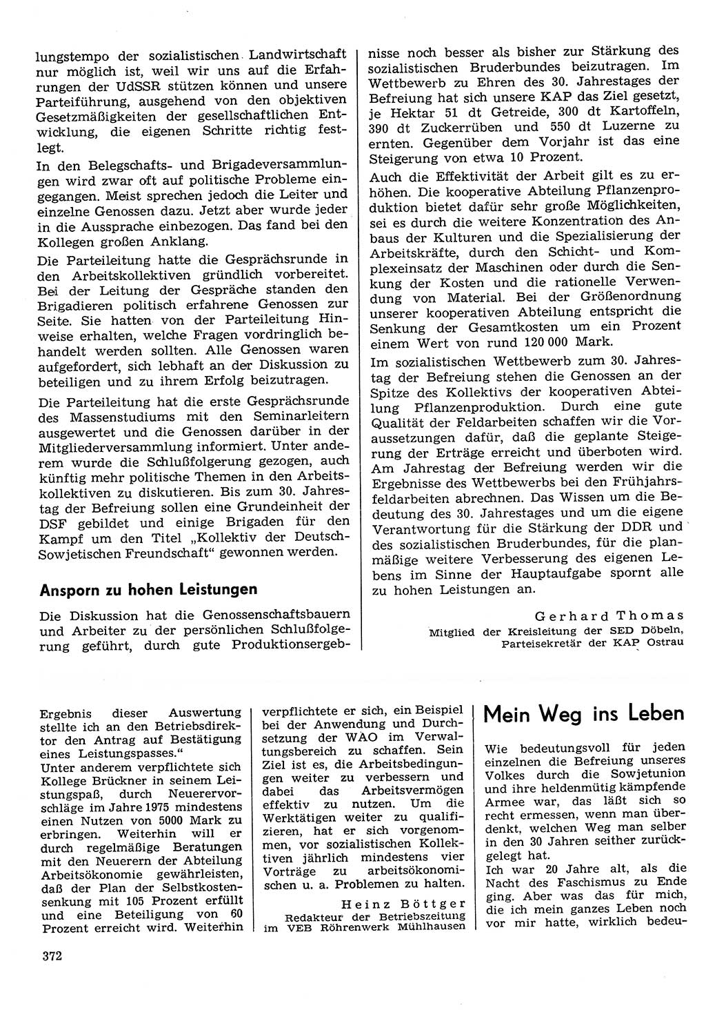 Neuer Weg (NW), Organ des Zentralkomitees (ZK) der SED (Sozialistische Einheitspartei Deutschlands) für Fragen des Parteilebens, 30. Jahrgang [Deutsche Demokratische Republik (DDR)] 1975, Seite 372 (NW ZK SED DDR 1975, S. 372)