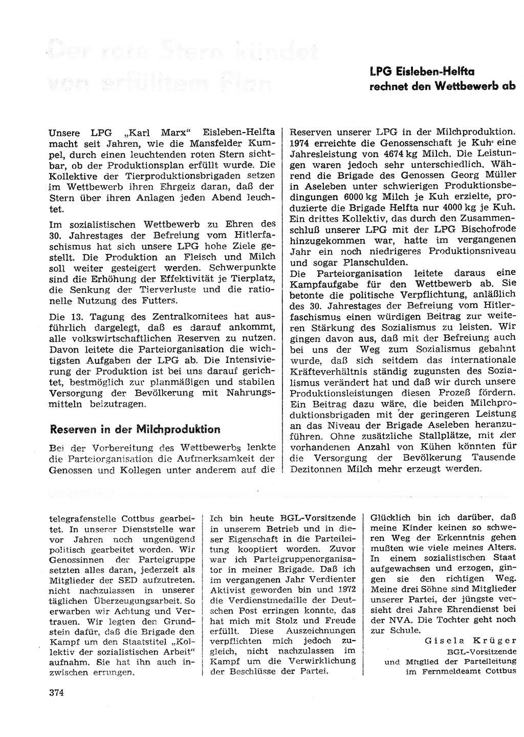 Neuer Weg (NW), Organ des Zentralkomitees (ZK) der SED (Sozialistische Einheitspartei Deutschlands) für Fragen des Parteilebens, 30. Jahrgang [Deutsche Demokratische Republik (DDR)] 1975, Seite 374 (NW ZK SED DDR 1975, S. 374)