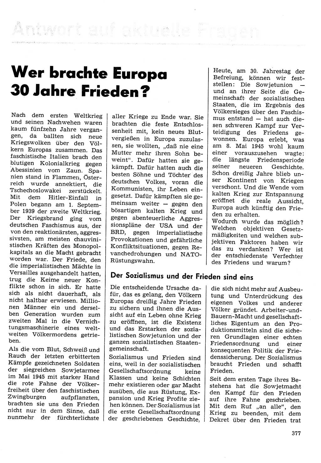 Neuer Weg (NW), Organ des Zentralkomitees (ZK) der SED (Sozialistische Einheitspartei Deutschlands) für Fragen des Parteilebens, 30. Jahrgang [Deutsche Demokratische Republik (DDR)] 1975, Seite 377 (NW ZK SED DDR 1975, S. 377)