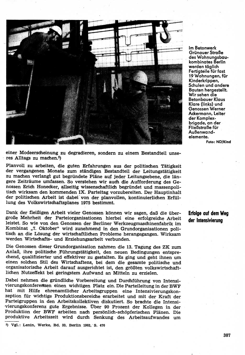 Neuer Weg (NW), Organ des Zentralkomitees (ZK) der SED (Sozialistische Einheitspartei Deutschlands) für Fragen des Parteilebens, 30. Jahrgang [Deutsche Demokratische Republik (DDR)] 1975, Seite 387 (NW ZK SED DDR 1975, S. 387)