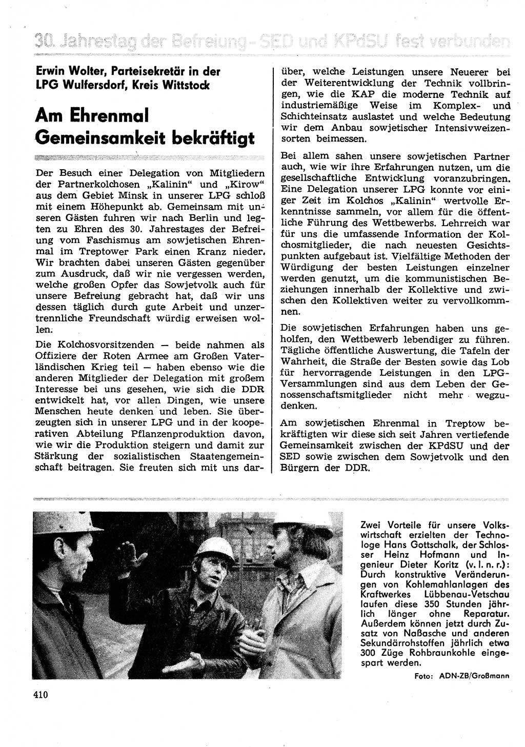 Neuer Weg (NW), Organ des Zentralkomitees (ZK) der SED (Sozialistische Einheitspartei Deutschlands) für Fragen des Parteilebens, 30. Jahrgang [Deutsche Demokratische Republik (DDR)] 1975, Seite 410 (NW ZK SED DDR 1975, S. 410)