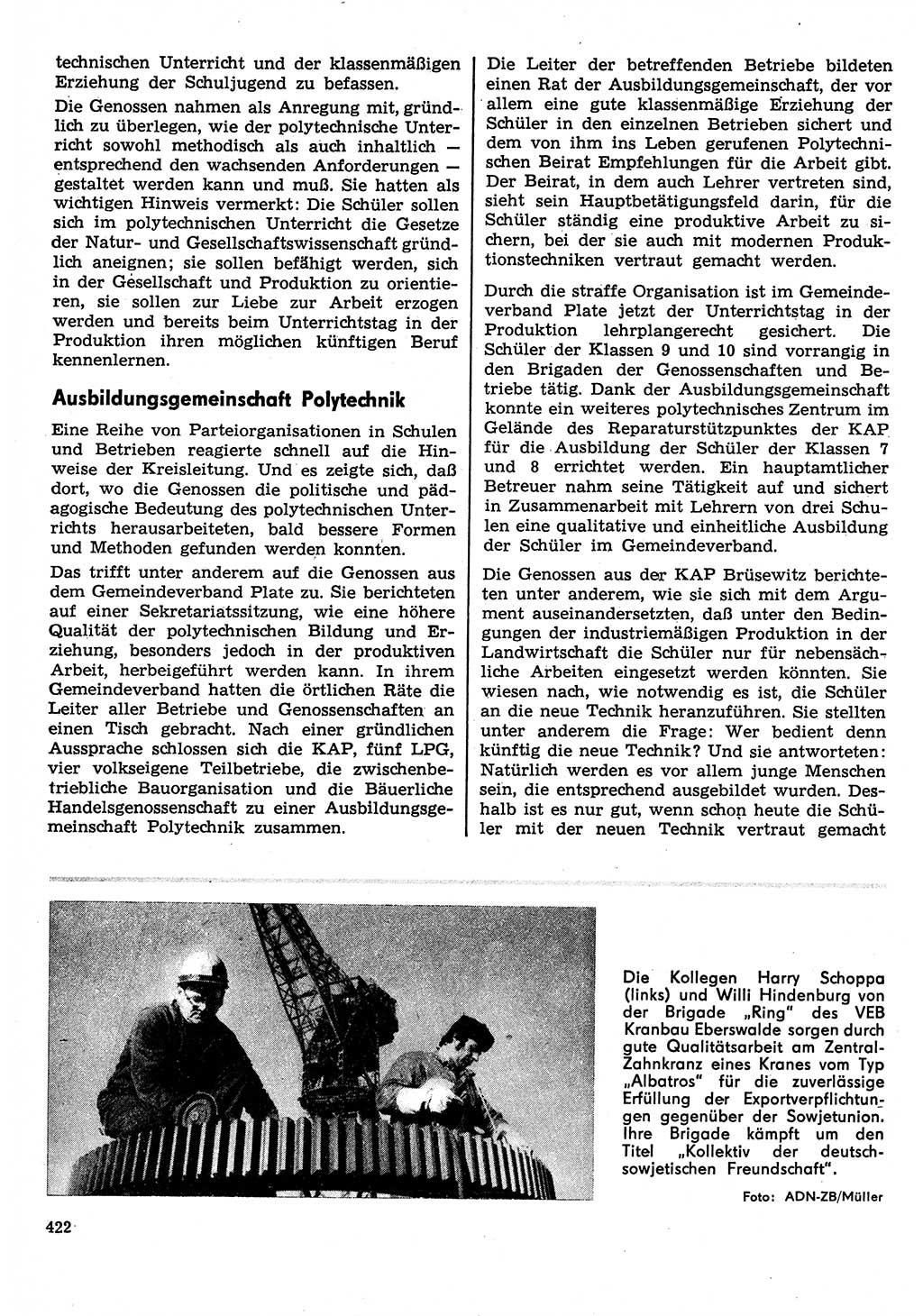 Neuer Weg (NW), Organ des Zentralkomitees (ZK) der SED (Sozialistische Einheitspartei Deutschlands) für Fragen des Parteilebens, 30. Jahrgang [Deutsche Demokratische Republik (DDR)] 1975, Seite 422 (NW ZK SED DDR 1975, S. 422)