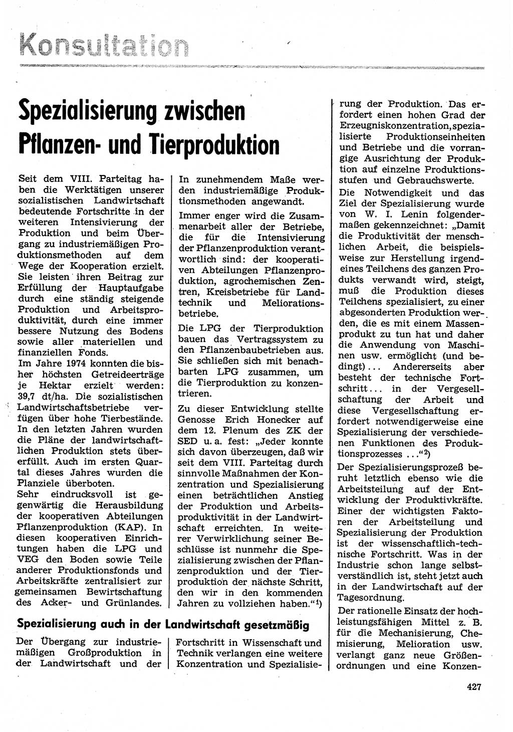 Neuer Weg (NW), Organ des Zentralkomitees (ZK) der SED (Sozialistische Einheitspartei Deutschlands) für Fragen des Parteilebens, 30. Jahrgang [Deutsche Demokratische Republik (DDR)] 1975, Seite 427 (NW ZK SED DDR 1975, S. 427)