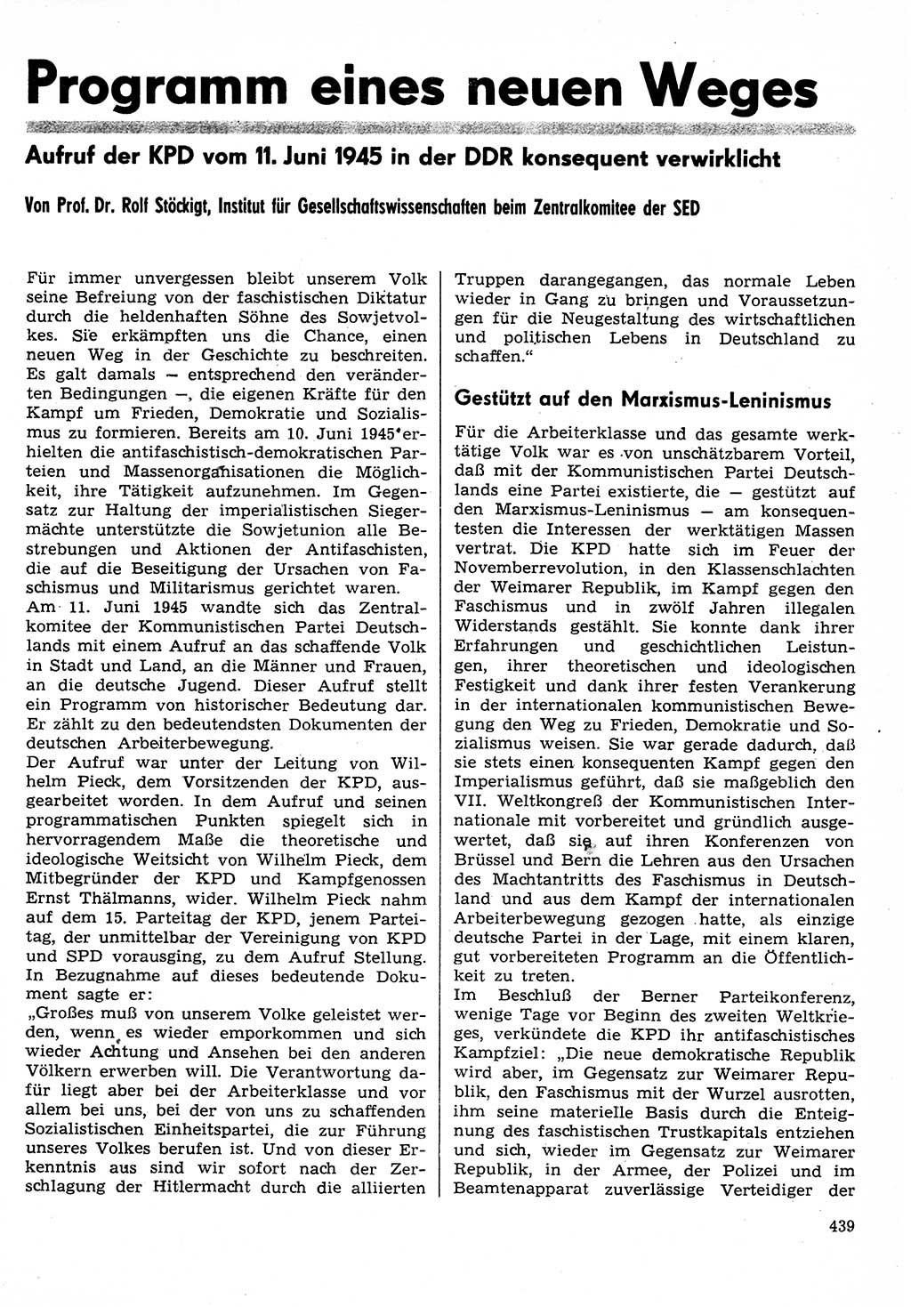Neuer Weg (NW), Organ des Zentralkomitees (ZK) der SED (Sozialistische Einheitspartei Deutschlands) für Fragen des Parteilebens, 30. Jahrgang [Deutsche Demokratische Republik (DDR)] 1975, Seite 439 (NW ZK SED DDR 1975, S. 439)