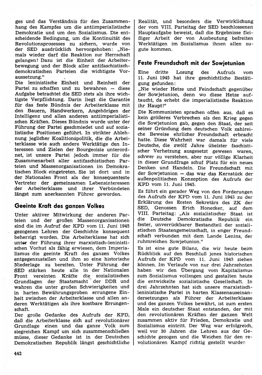 Neuer Weg (NW), Organ des Zentralkomitees (ZK) der SED (Sozialistische Einheitspartei Deutschlands) für Fragen des Parteilebens, 30. Jahrgang [Deutsche Demokratische Republik (DDR)] 1975, Seite 442 (NW ZK SED DDR 1975, S. 442)