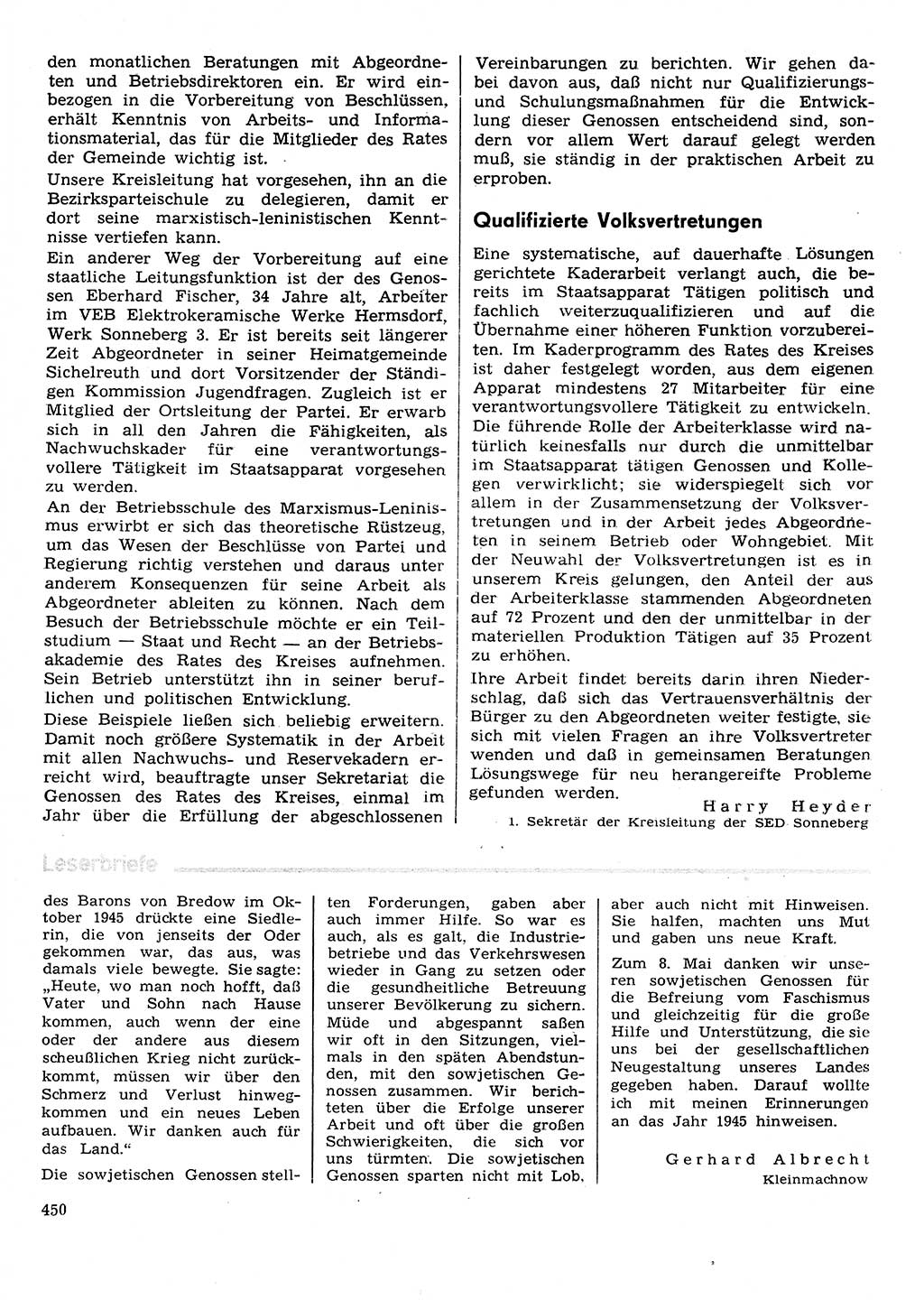 Neuer Weg (NW), Organ des Zentralkomitees (ZK) der SED (Sozialistische Einheitspartei Deutschlands) für Fragen des Parteilebens, 30. Jahrgang [Deutsche Demokratische Republik (DDR)] 1975, Seite 450 (NW ZK SED DDR 1975, S. 450)