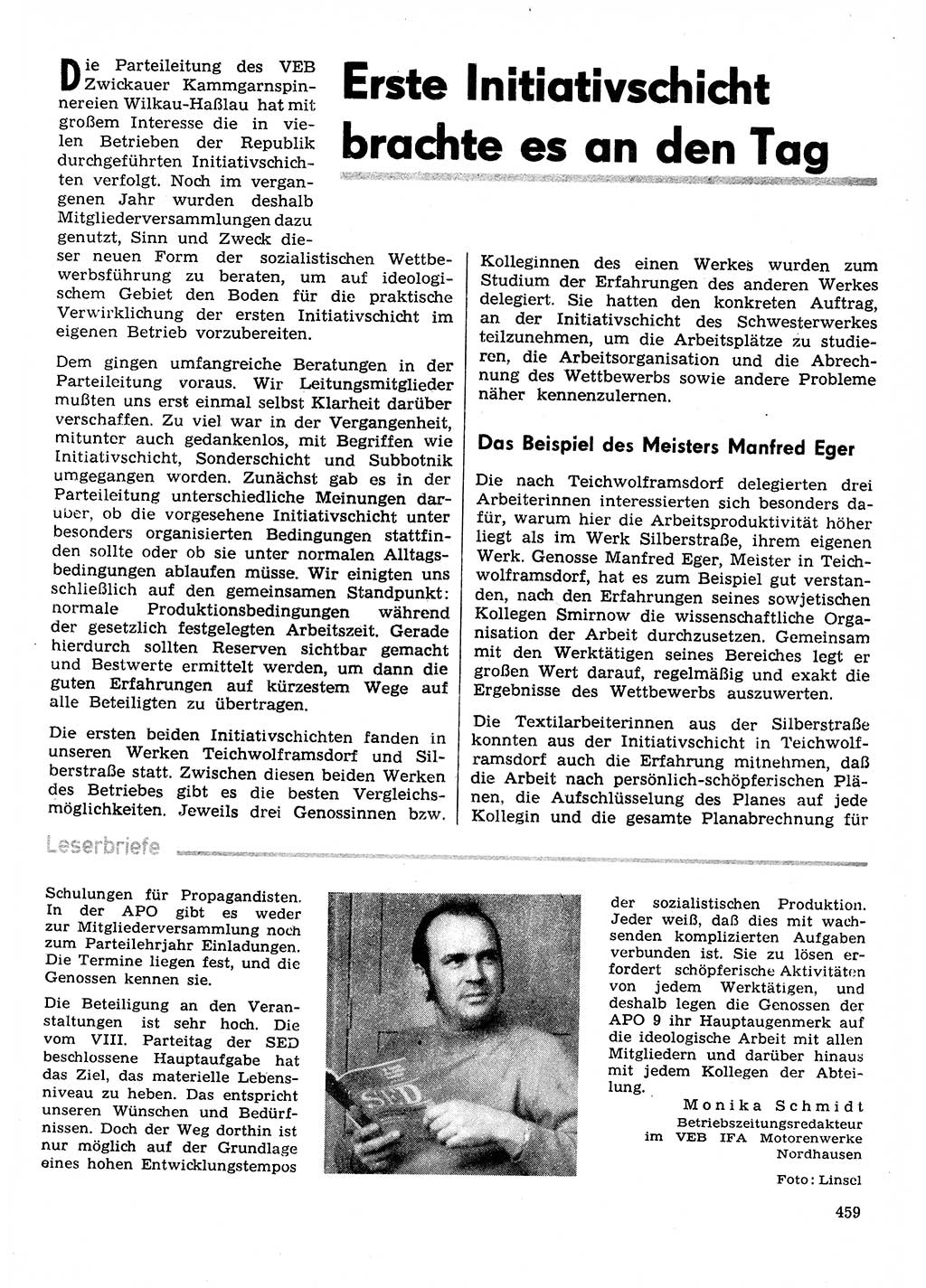 Neuer Weg (NW), Organ des Zentralkomitees (ZK) der SED (Sozialistische Einheitspartei Deutschlands) für Fragen des Parteilebens, 30. Jahrgang [Deutsche Demokratische Republik (DDR)] 1975, Seite 459 (NW ZK SED DDR 1975, S. 459)