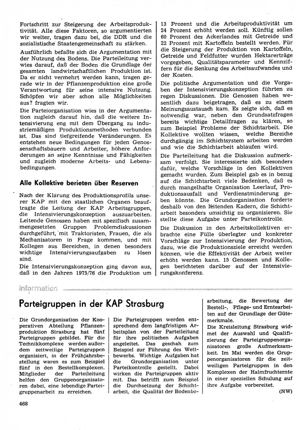 Neuer Weg (NW), Organ des Zentralkomitees (ZK) der SED (Sozialistische Einheitspartei Deutschlands) für Fragen des Parteilebens, 30. Jahrgang [Deutsche Demokratische Republik (DDR)] 1975, Seite 468 (NW ZK SED DDR 1975, S. 468)