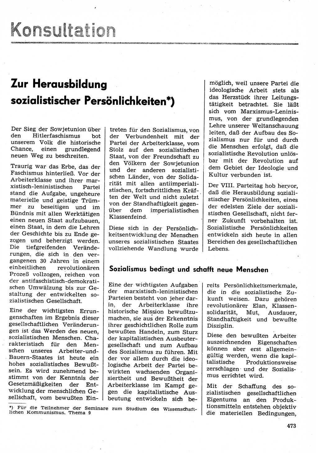 Neuer Weg (NW), Organ des Zentralkomitees (ZK) der SED (Sozialistische Einheitspartei Deutschlands) für Fragen des Parteilebens, 30. Jahrgang [Deutsche Demokratische Republik (DDR)] 1975, Seite 473 (NW ZK SED DDR 1975, S. 473)