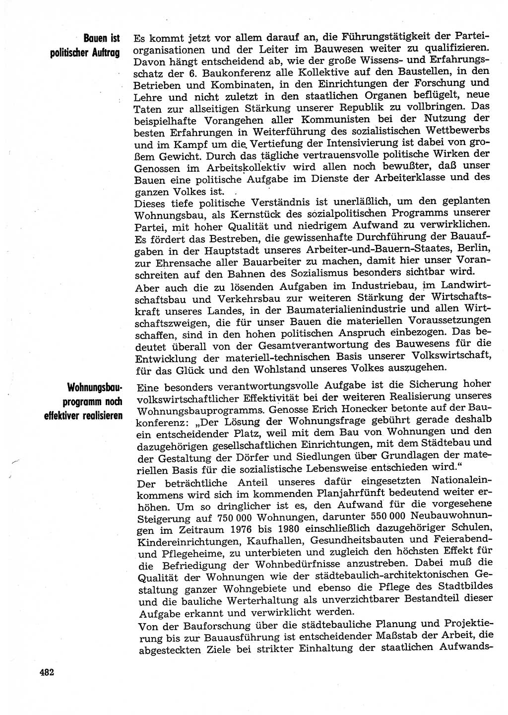 Neuer Weg (NW), Organ des Zentralkomitees (ZK) der SED (Sozialistische Einheitspartei Deutschlands) für Fragen des Parteilebens, 30. Jahrgang [Deutsche Demokratische Republik (DDR)] 1975, Seite 482 (NW ZK SED DDR 1975, S. 482)