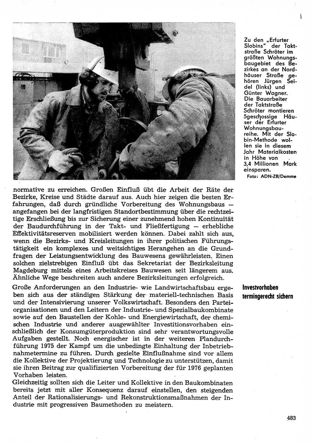 Neuer Weg (NW), Organ des Zentralkomitees (ZK) der SED (Sozialistische Einheitspartei Deutschlands) für Fragen des Parteilebens, 30. Jahrgang [Deutsche Demokratische Republik (DDR)] 1975, Seite 483 (NW ZK SED DDR 1975, S. 483)