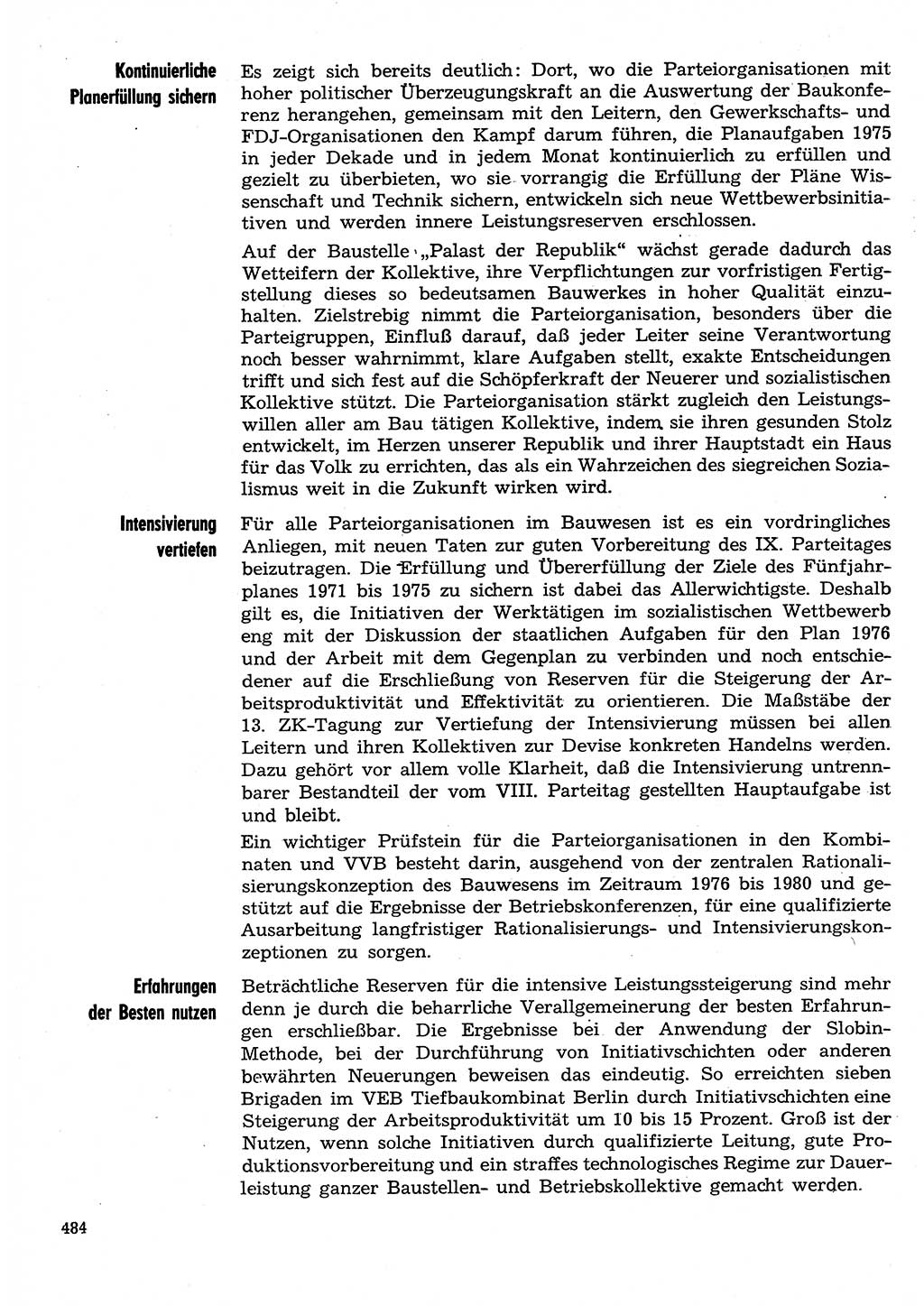 Neuer Weg (NW), Organ des Zentralkomitees (ZK) der SED (Sozialistische Einheitspartei Deutschlands) für Fragen des Parteilebens, 30. Jahrgang [Deutsche Demokratische Republik (DDR)] 1975, Seite 484 (NW ZK SED DDR 1975, S. 484)