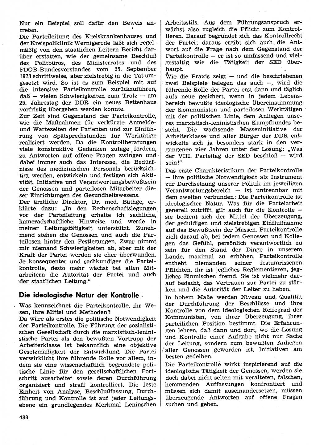 Neuer Weg (NW), Organ des Zentralkomitees (ZK) der SED (Sozialistische Einheitspartei Deutschlands) für Fragen des Parteilebens, 30. Jahrgang [Deutsche Demokratische Republik (DDR)] 1975, Seite 488 (NW ZK SED DDR 1975, S. 488)