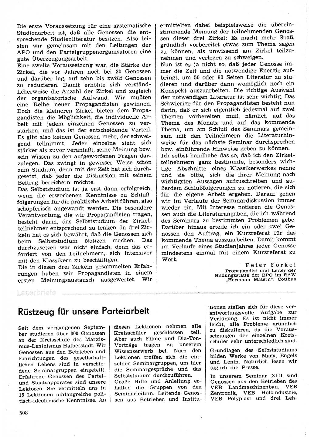 Neuer Weg (NW), Organ des Zentralkomitees (ZK) der SED (Sozialistische Einheitspartei Deutschlands) für Fragen des Parteilebens, 30. Jahrgang [Deutsche Demokratische Republik (DDR)] 1975, Seite 508 (NW ZK SED DDR 1975, S. 508)