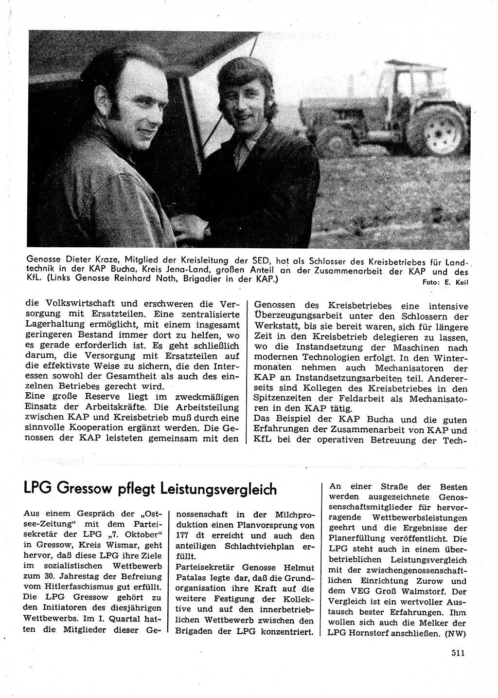 Neuer Weg (NW), Organ des Zentralkomitees (ZK) der SED (Sozialistische Einheitspartei Deutschlands) für Fragen des Parteilebens, 30. Jahrgang [Deutsche Demokratische Republik (DDR)] 1975, Seite 511 (NW ZK SED DDR 1975, S. 511)