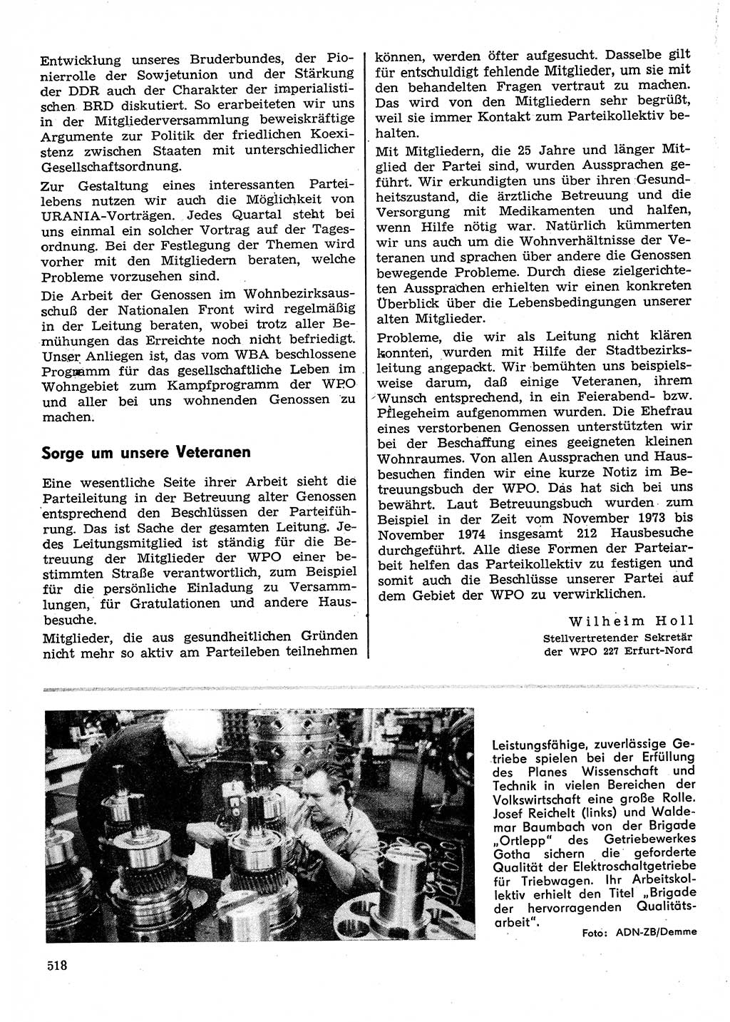 Neuer Weg (NW), Organ des Zentralkomitees (ZK) der SED (Sozialistische Einheitspartei Deutschlands) für Fragen des Parteilebens, 30. Jahrgang [Deutsche Demokratische Republik (DDR)] 1975, Seite 518 (NW ZK SED DDR 1975, S. 518)