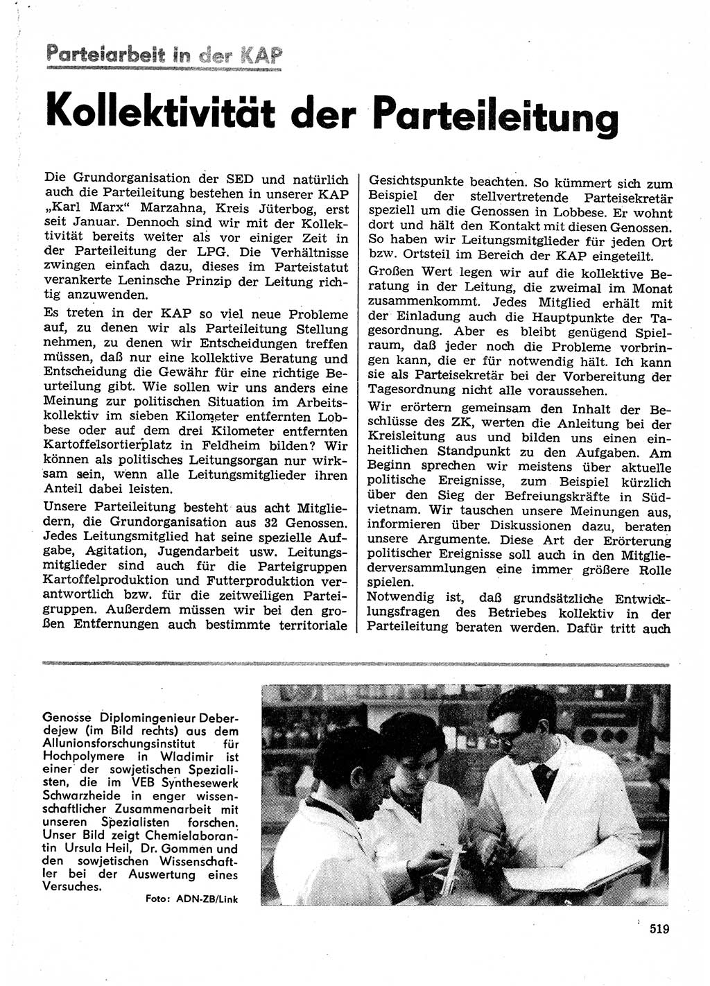 Neuer Weg (NW), Organ des Zentralkomitees (ZK) der SED (Sozialistische Einheitspartei Deutschlands) für Fragen des Parteilebens, 30. Jahrgang [Deutsche Demokratische Republik (DDR)] 1975, Seite 519 (NW ZK SED DDR 1975, S. 519)
