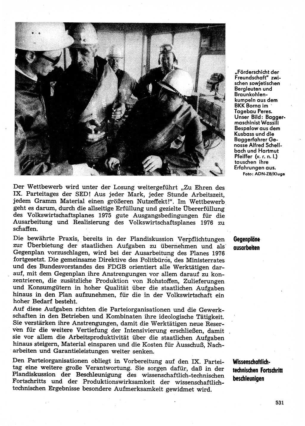 Neuer Weg (NW), Organ des Zentralkomitees (ZK) der SED (Sozialistische Einheitspartei Deutschlands) für Fragen des Parteilebens, 30. Jahrgang [Deutsche Demokratische Republik (DDR)] 1975, Seite 531 (NW ZK SED DDR 1975, S. 531)