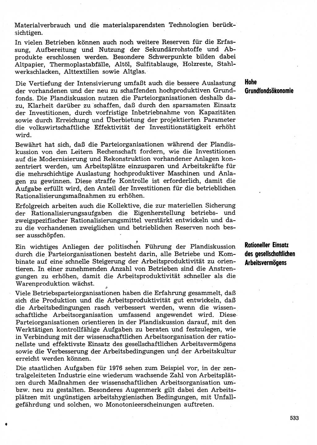 Neuer Weg (NW), Organ des Zentralkomitees (ZK) der SED (Sozialistische Einheitspartei Deutschlands) für Fragen des Parteilebens, 30. Jahrgang [Deutsche Demokratische Republik (DDR)] 1975, Seite 533 (NW ZK SED DDR 1975, S. 533)
