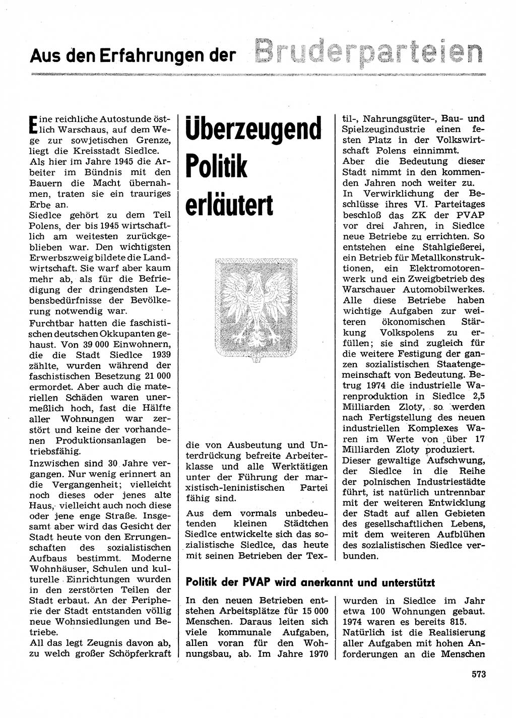 Neuer Weg (NW), Organ des Zentralkomitees (ZK) der SED (Sozialistische Einheitspartei Deutschlands) für Fragen des Parteilebens, 30. Jahrgang [Deutsche Demokratische Republik (DDR)] 1975, Seite 573 (NW ZK SED DDR 1975, S. 573)