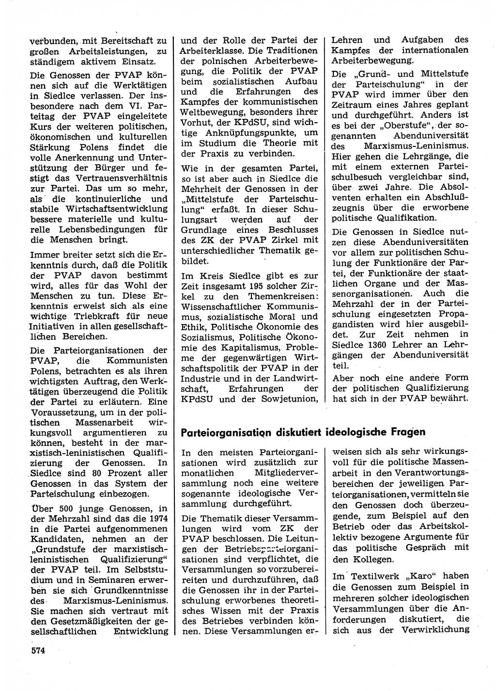 Neuer Weg (NW), Organ des Zentralkomitees (ZK) der SED (Sozialistische Einheitspartei Deutschlands) für Fragen des Parteilebens, 30. Jahrgang [Deutsche Demokratische Republik (DDR)] 1975, Seite 574 (NW ZK SED DDR 1975, S. 574)