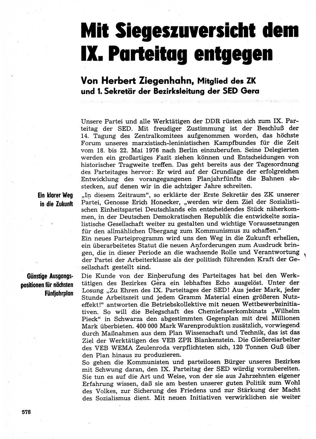 Neuer Weg (NW), Organ des Zentralkomitees (ZK) der SED (Sozialistische Einheitspartei Deutschlands) für Fragen des Parteilebens, 30. Jahrgang [Deutsche Demokratische Republik (DDR)] 1975, Seite 578 (NW ZK SED DDR 1975, S. 578)