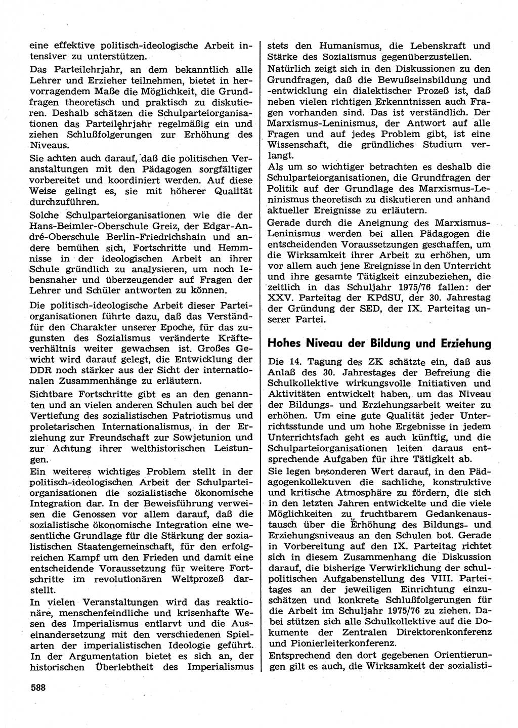 Neuer Weg (NW), Organ des Zentralkomitees (ZK) der SED (Sozialistische Einheitspartei Deutschlands) für Fragen des Parteilebens, 30. Jahrgang [Deutsche Demokratische Republik (DDR)] 1975, Seite 588 (NW ZK SED DDR 1975, S. 588)