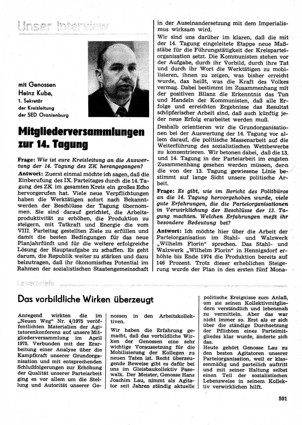 Neuer Weg (NW), Organ des Zentralkomitees (ZK) der SED (Sozialistische Einheitspartei Deutschlands) für Fragen des Parteilebens, 30. Jahrgang [Deutsche Demokratische Republik (DDR)] 1975, Seite 591 (NW ZK SED DDR 1975, S. 591)