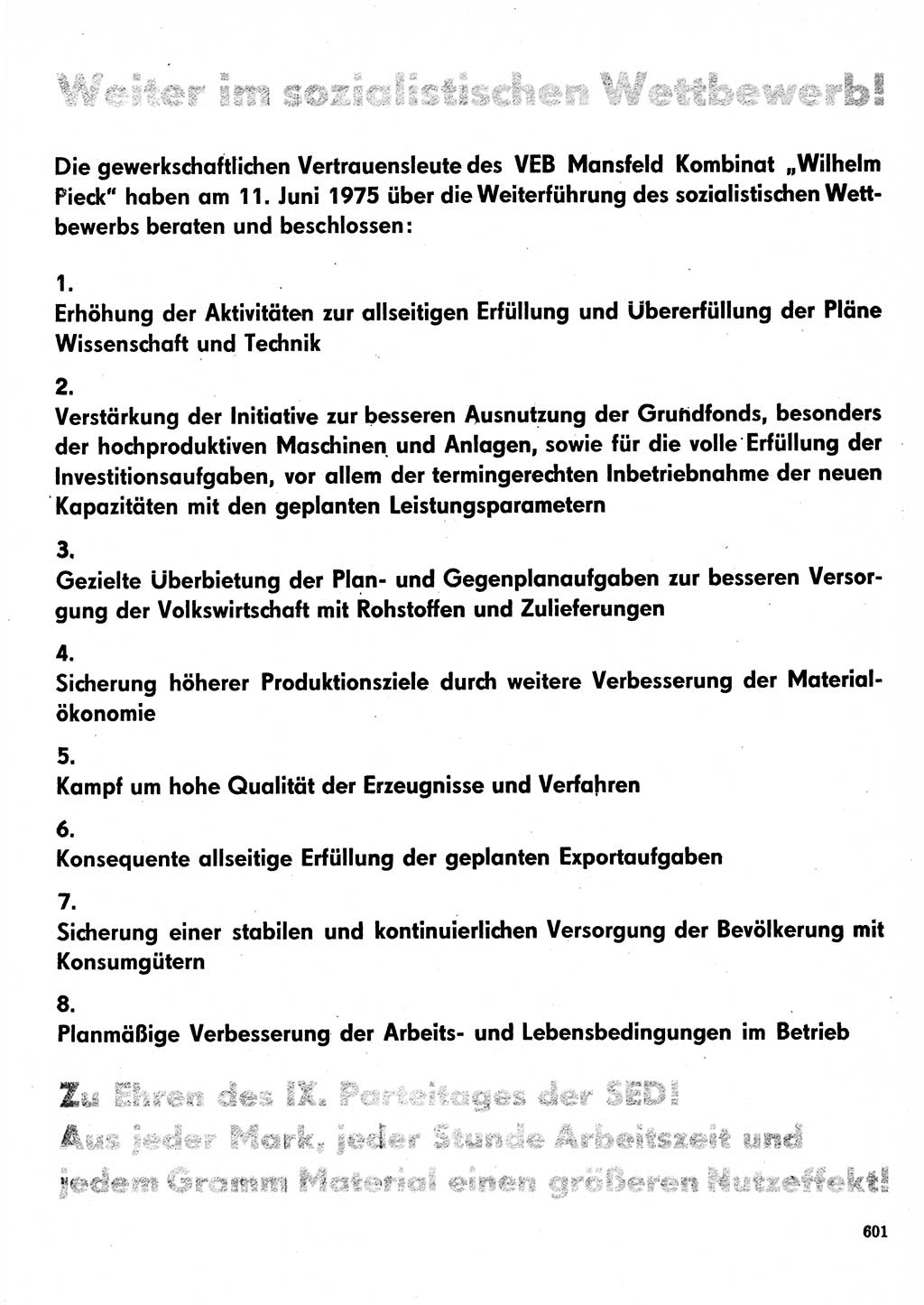 Neuer Weg (NW), Organ des Zentralkomitees (ZK) der SED (Sozialistische Einheitspartei Deutschlands) für Fragen des Parteilebens, 30. Jahrgang [Deutsche Demokratische Republik (DDR)] 1975, Seite 601 (NW ZK SED DDR 1975, S. 601)