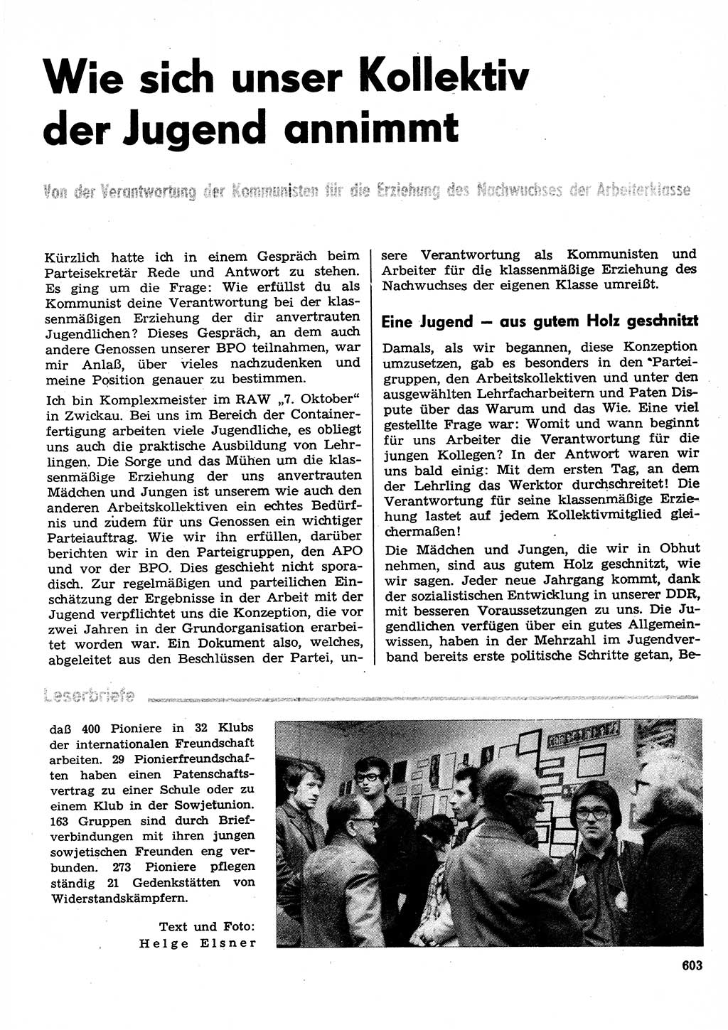 Neuer Weg (NW), Organ des Zentralkomitees (ZK) der SED (Sozialistische Einheitspartei Deutschlands) für Fragen des Parteilebens, 30. Jahrgang [Deutsche Demokratische Republik (DDR)] 1975, Seite 603 (NW ZK SED DDR 1975, S. 603)