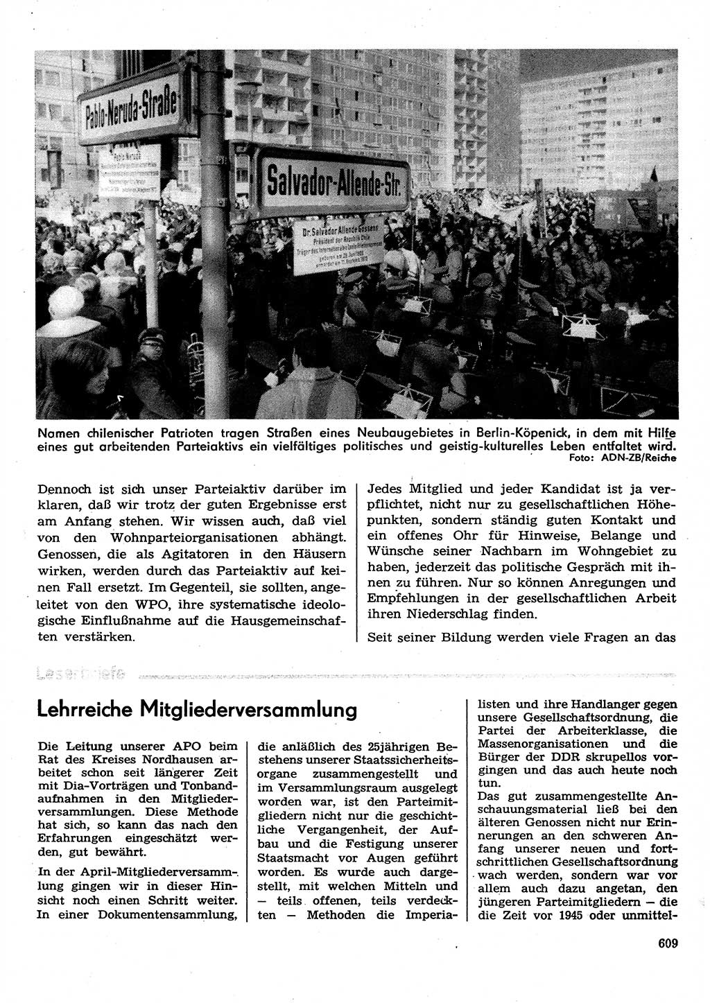 Neuer Weg (NW), Organ des Zentralkomitees (ZK) der SED (Sozialistische Einheitspartei Deutschlands) für Fragen des Parteilebens, 30. Jahrgang [Deutsche Demokratische Republik (DDR)] 1975, Seite 609 (NW ZK SED DDR 1975, S. 609)