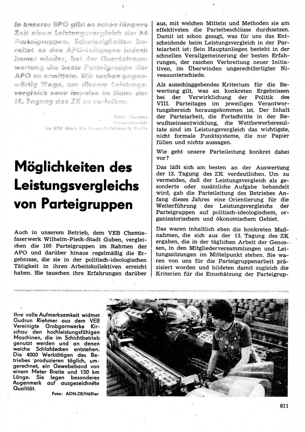 Neuer Weg (NW), Organ des Zentralkomitees (ZK) der SED (Sozialistische Einheitspartei Deutschlands) für Fragen des Parteilebens, 30. Jahrgang [Deutsche Demokratische Republik (DDR)] 1975, Seite 611 (NW ZK SED DDR 1975, S. 611)