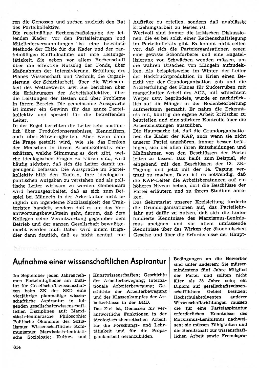 Neuer Weg (NW), Organ des Zentralkomitees (ZK) der SED (Sozialistische Einheitspartei Deutschlands) für Fragen des Parteilebens, 30. Jahrgang [Deutsche Demokratische Republik (DDR)] 1975, Seite 614 (NW ZK SED DDR 1975, S. 614)