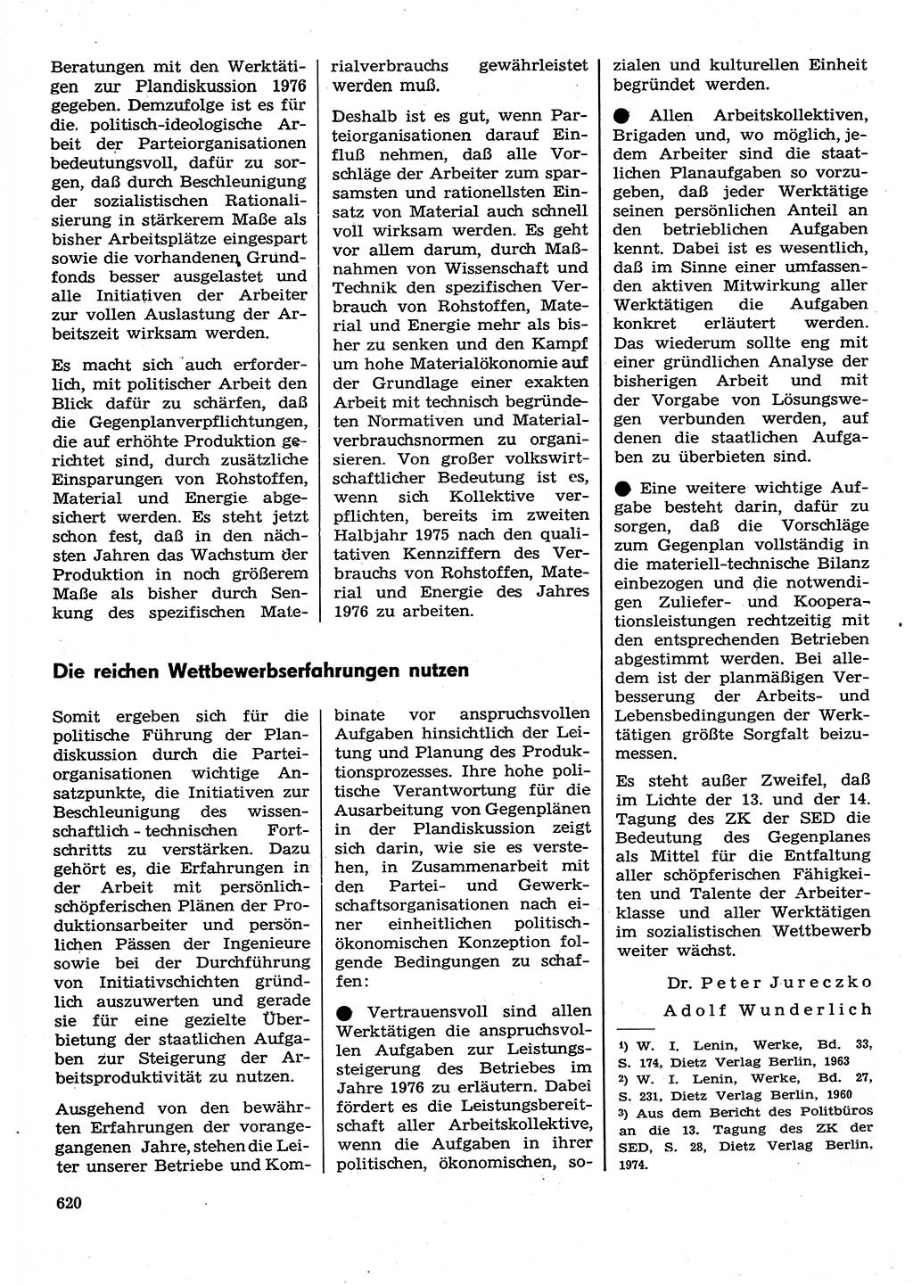 Neuer Weg (NW), Organ des Zentralkomitees (ZK) der SED (Sozialistische Einheitspartei Deutschlands) für Fragen des Parteilebens, 30. Jahrgang [Deutsche Demokratische Republik (DDR)] 1975, Seite 620 (NW ZK SED DDR 1975, S. 620)
