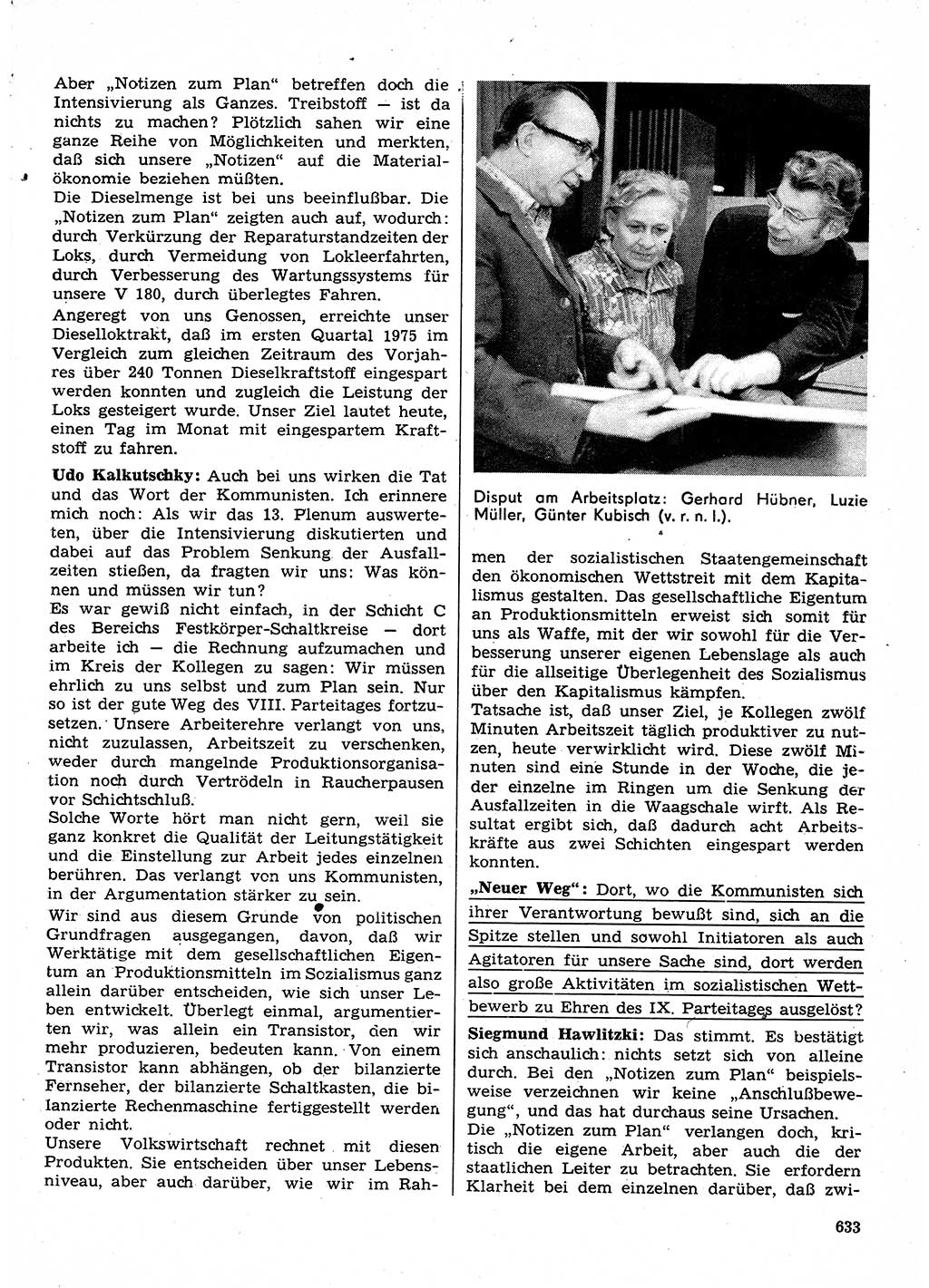 Neuer Weg (NW), Organ des Zentralkomitees (ZK) der SED (Sozialistische Einheitspartei Deutschlands) für Fragen des Parteilebens, 30. Jahrgang [Deutsche Demokratische Republik (DDR)] 1975, Seite 633 (NW ZK SED DDR 1975, S. 633)