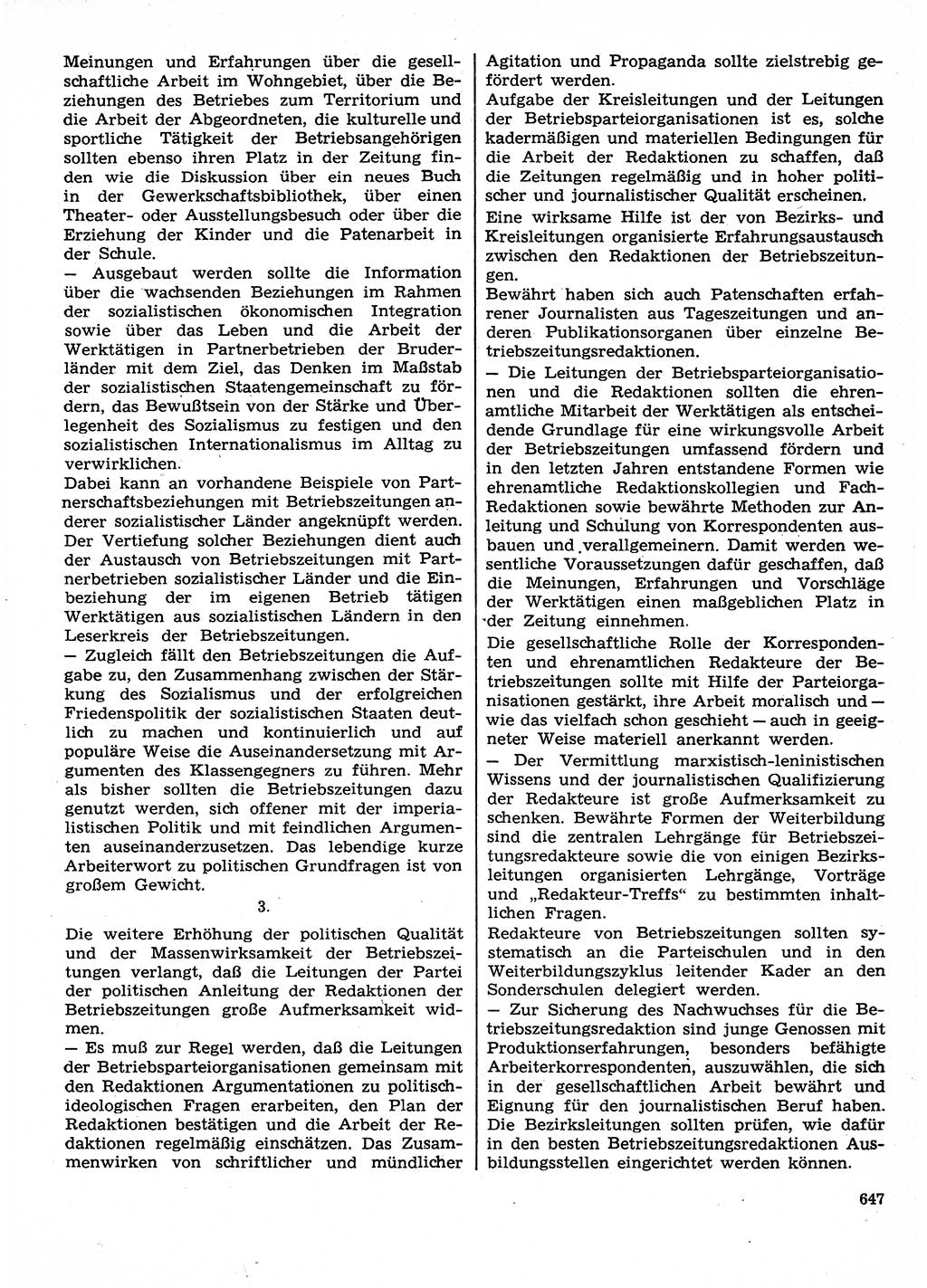 Neuer Weg (NW), Organ des Zentralkomitees (ZK) der SED (Sozialistische Einheitspartei Deutschlands) für Fragen des Parteilebens, 30. Jahrgang [Deutsche Demokratische Republik (DDR)] 1975, Seite 647 (NW ZK SED DDR 1975, S. 647)