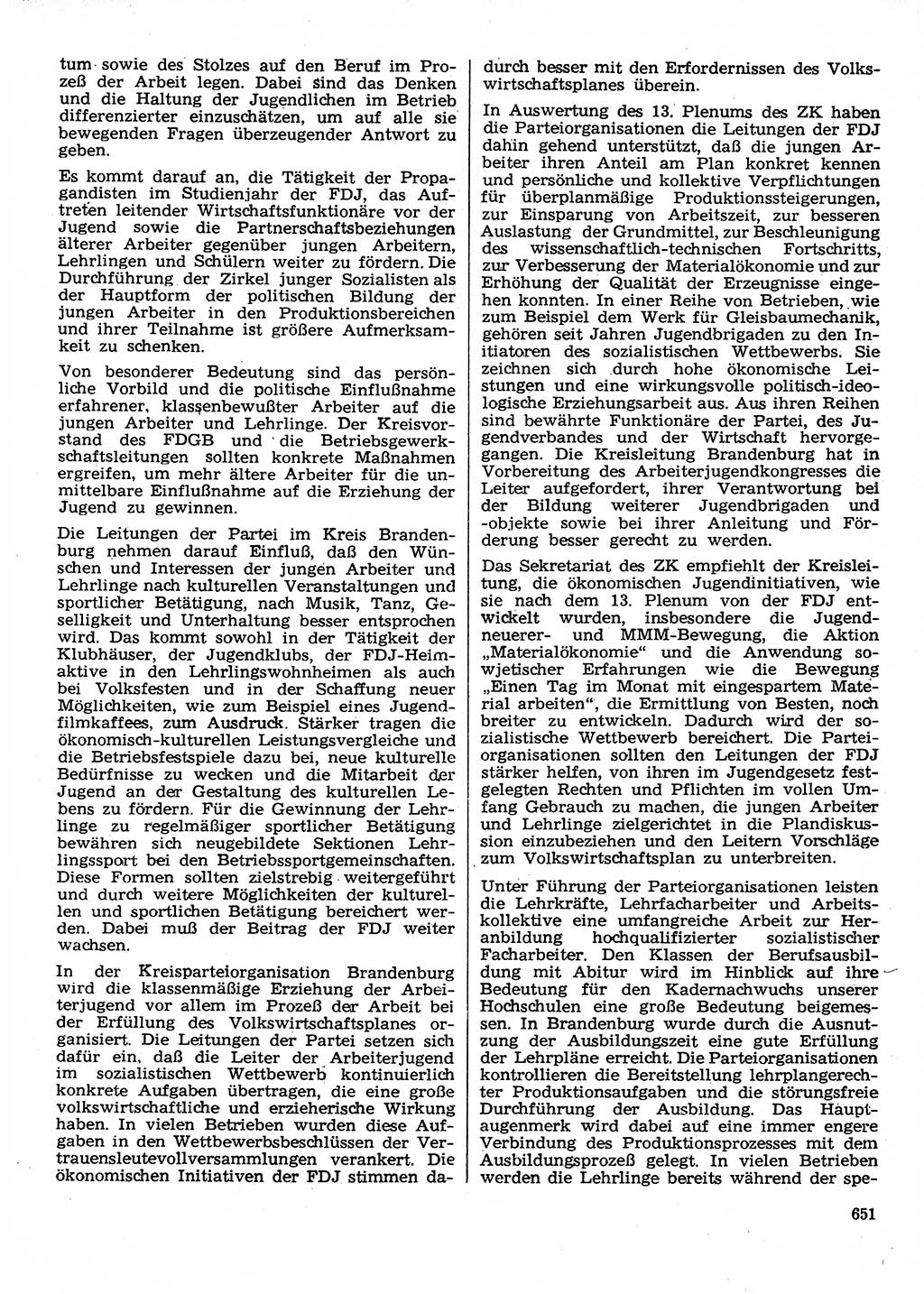 Neuer Weg (NW), Organ des Zentralkomitees (ZK) der SED (Sozialistische Einheitspartei Deutschlands) für Fragen des Parteilebens, 30. Jahrgang [Deutsche Demokratische Republik (DDR)] 1975, Seite 651 (NW ZK SED DDR 1975, S. 651)