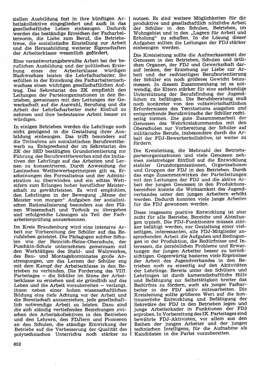 Neuer Weg (NW), Organ des Zentralkomitees (ZK) der SED (Sozialistische Einheitspartei Deutschlands) für Fragen des Parteilebens, 30. Jahrgang [Deutsche Demokratische Republik (DDR)] 1975, Seite 652 (NW ZK SED DDR 1975, S. 652)