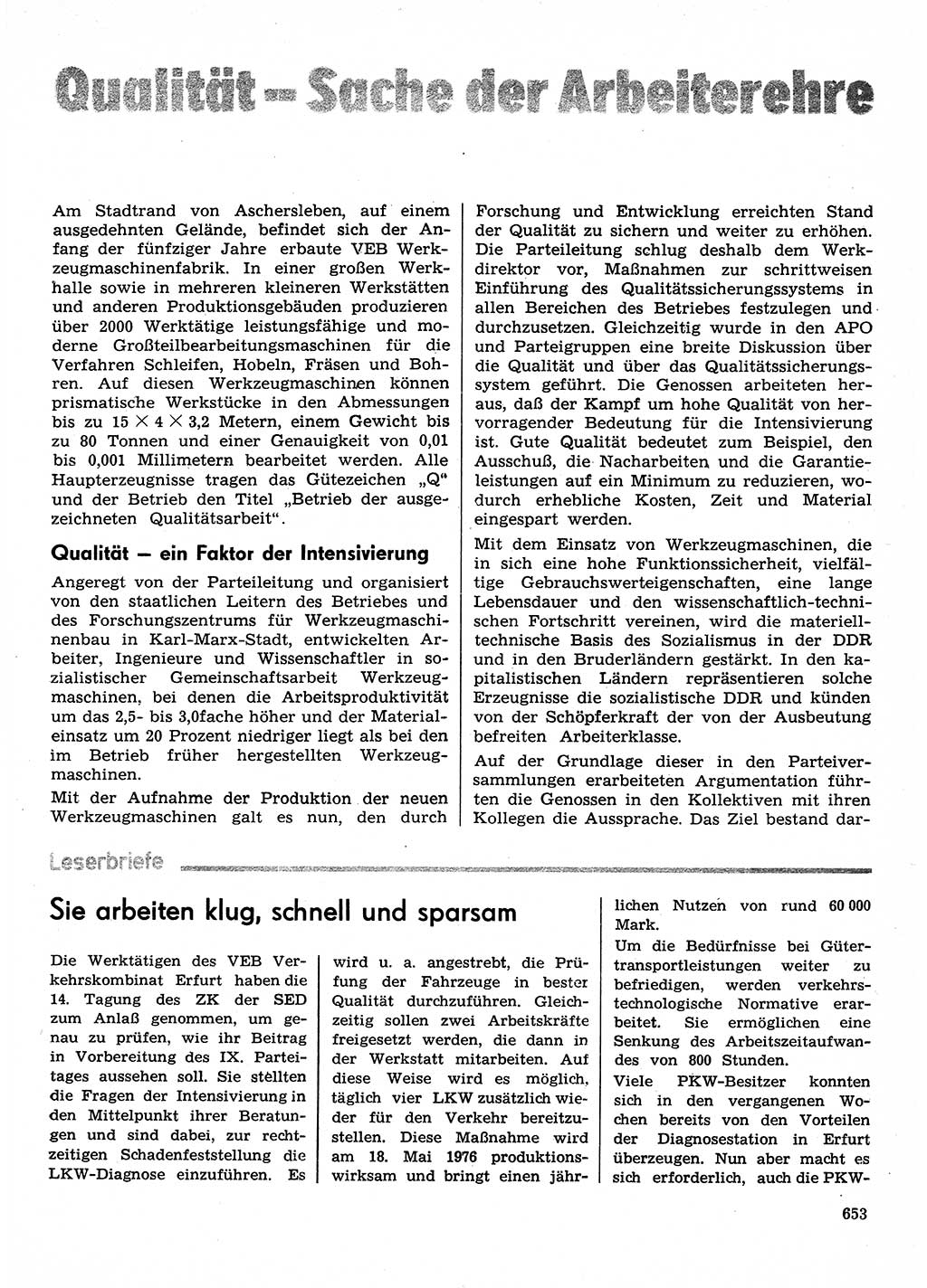 Neuer Weg (NW), Organ des Zentralkomitees (ZK) der SED (Sozialistische Einheitspartei Deutschlands) für Fragen des Parteilebens, 30. Jahrgang [Deutsche Demokratische Republik (DDR)] 1975, Seite 653 (NW ZK SED DDR 1975, S. 653)