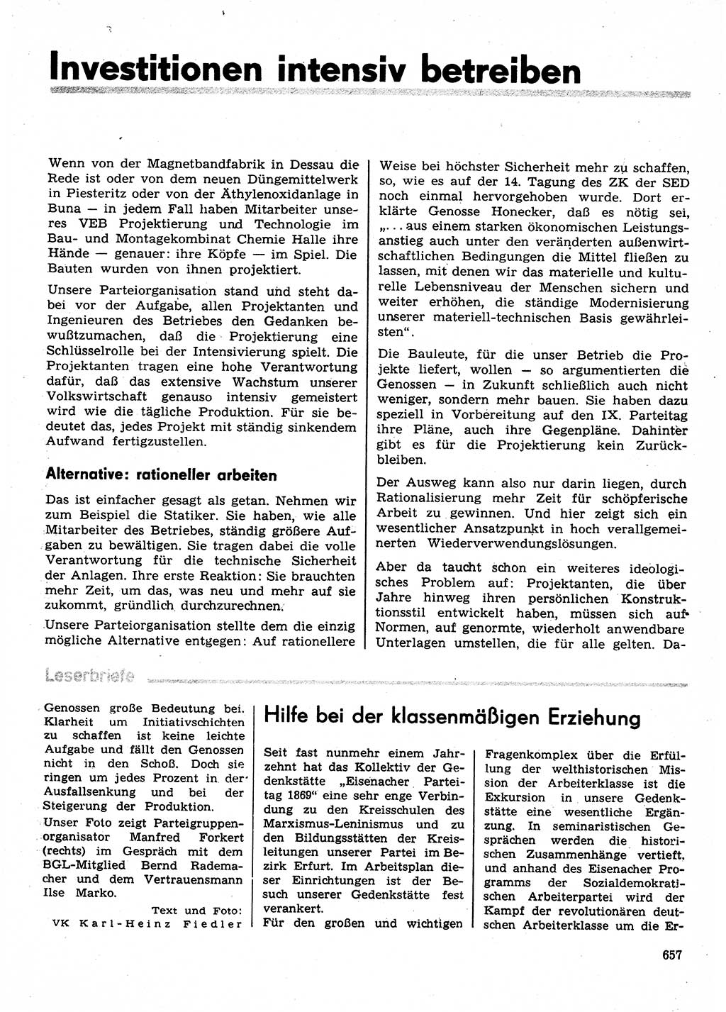 Neuer Weg (NW), Organ des Zentralkomitees (ZK) der SED (Sozialistische Einheitspartei Deutschlands) für Fragen des Parteilebens, 30. Jahrgang [Deutsche Demokratische Republik (DDR)] 1975, Seite 657 (NW ZK SED DDR 1975, S. 657)