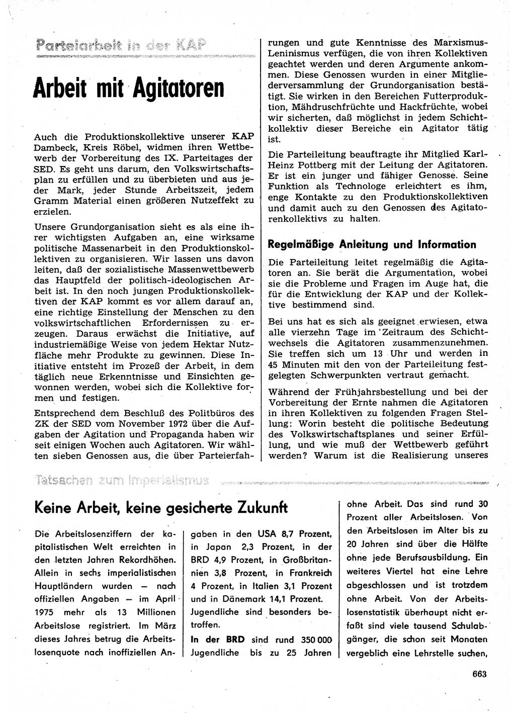 Neuer Weg (NW), Organ des Zentralkomitees (ZK) der SED (Sozialistische Einheitspartei Deutschlands) für Fragen des Parteilebens, 30. Jahrgang [Deutsche Demokratische Republik (DDR)] 1975, Seite 663 (NW ZK SED DDR 1975, S. 663)