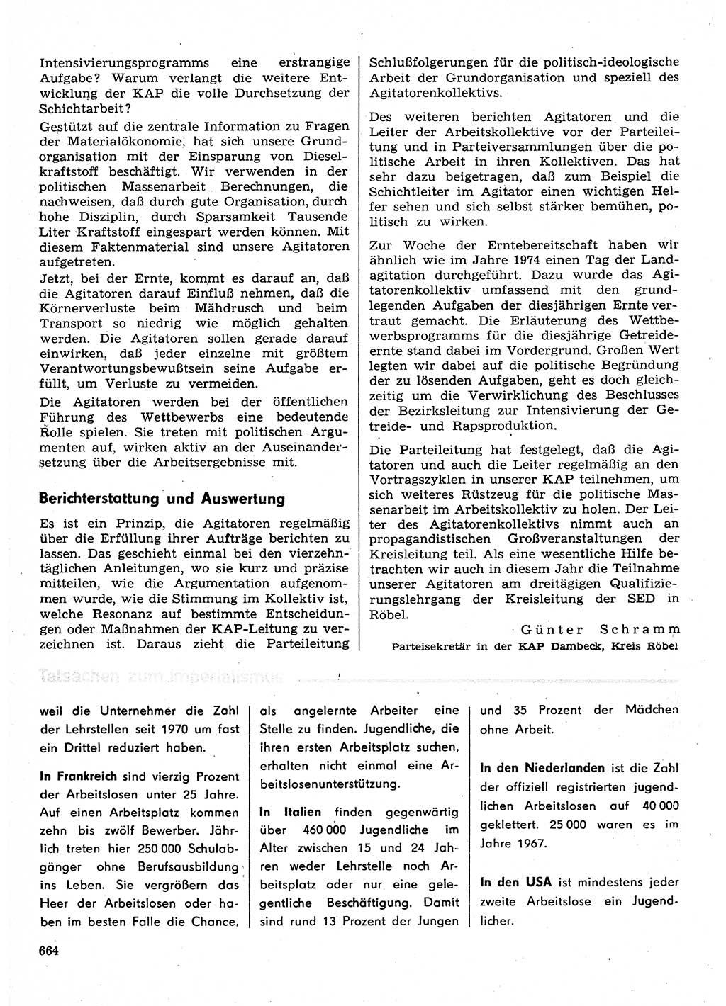 Neuer Weg (NW), Organ des Zentralkomitees (ZK) der SED (Sozialistische Einheitspartei Deutschlands) für Fragen des Parteilebens, 30. Jahrgang [Deutsche Demokratische Republik (DDR)] 1975, Seite 664 (NW ZK SED DDR 1975, S. 664)