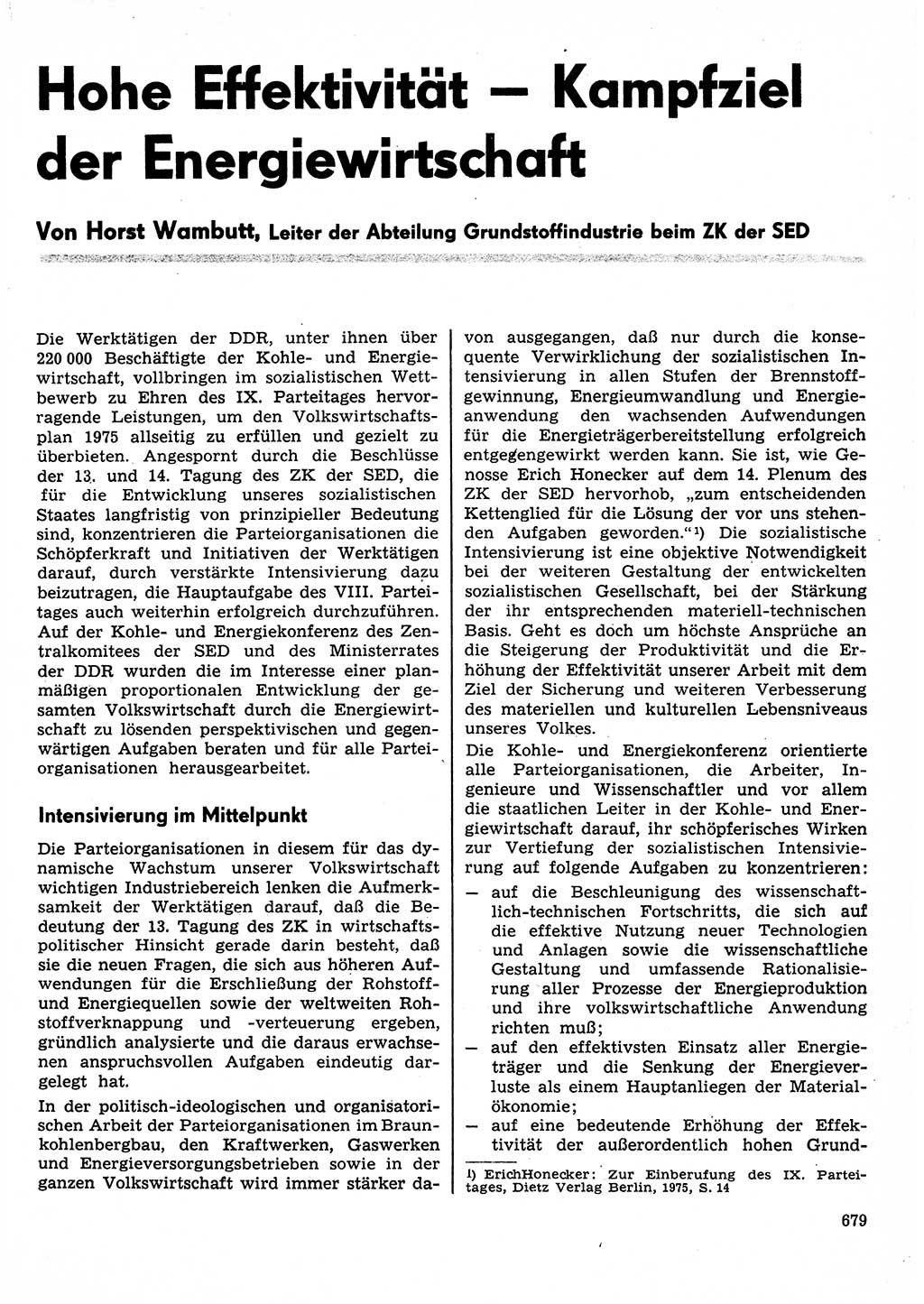 Neuer Weg (NW), Organ des Zentralkomitees (ZK) der SED (Sozialistische Einheitspartei Deutschlands) für Fragen des Parteilebens, 30. Jahrgang [Deutsche Demokratische Republik (DDR)] 1975, Seite 679 (NW ZK SED DDR 1975, S. 679)