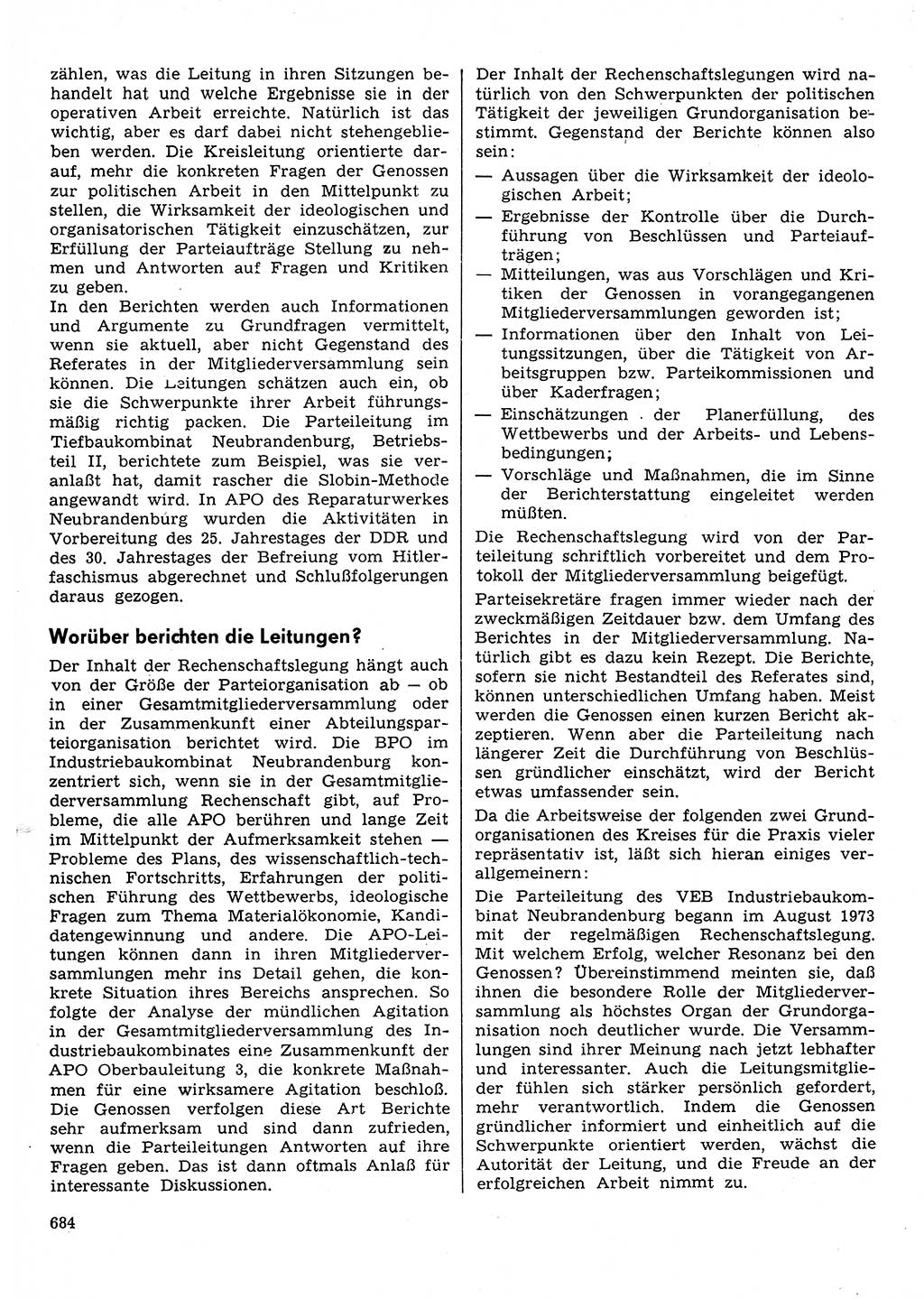 Neuer Weg (NW), Organ des Zentralkomitees (ZK) der SED (Sozialistische Einheitspartei Deutschlands) für Fragen des Parteilebens, 30. Jahrgang [Deutsche Demokratische Republik (DDR)] 1975, Seite 684 (NW ZK SED DDR 1975, S. 684)