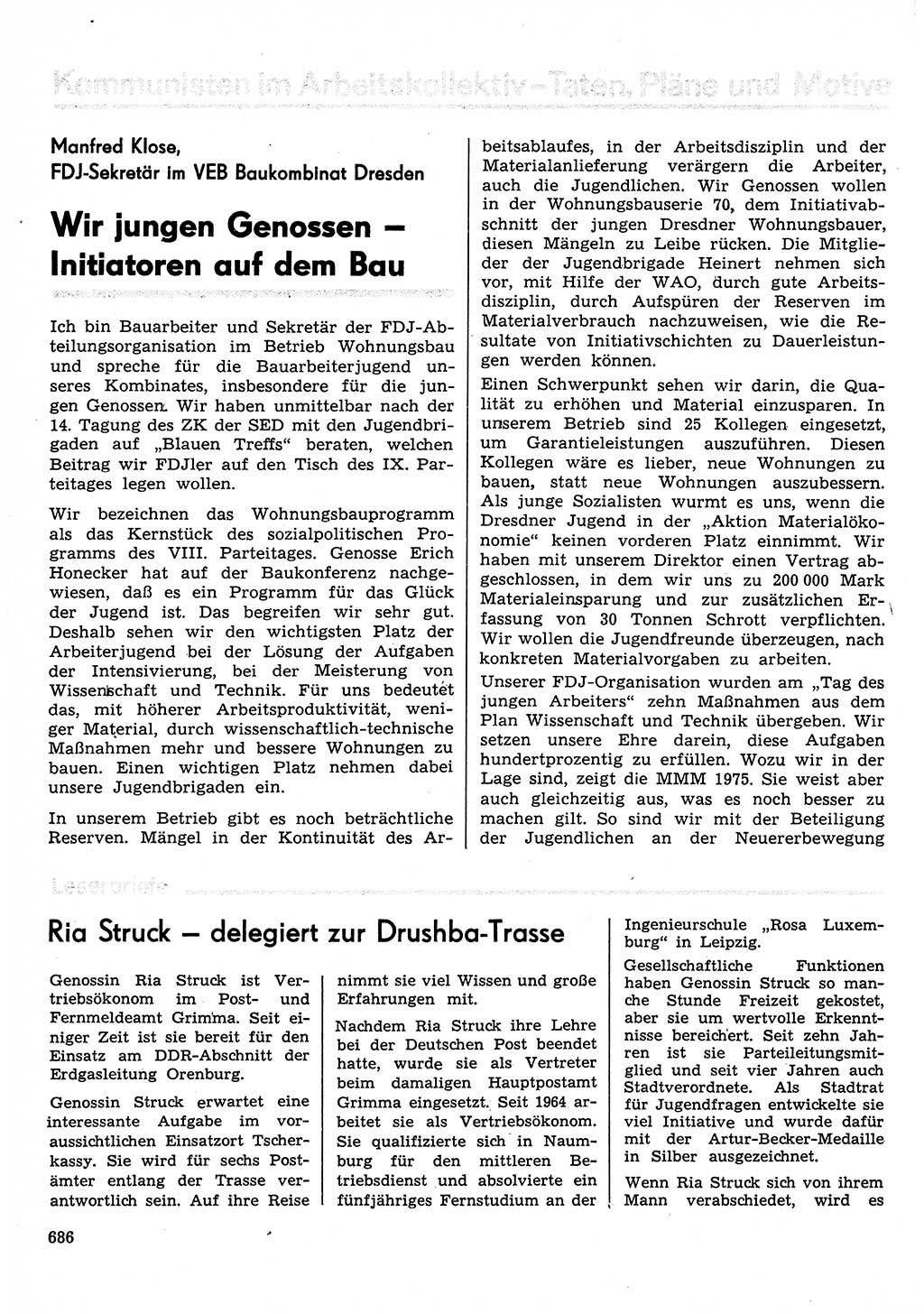 Neuer Weg (NW), Organ des Zentralkomitees (ZK) der SED (Sozialistische Einheitspartei Deutschlands) für Fragen des Parteilebens, 30. Jahrgang [Deutsche Demokratische Republik (DDR)] 1975, Seite 686 (NW ZK SED DDR 1975, S. 686)