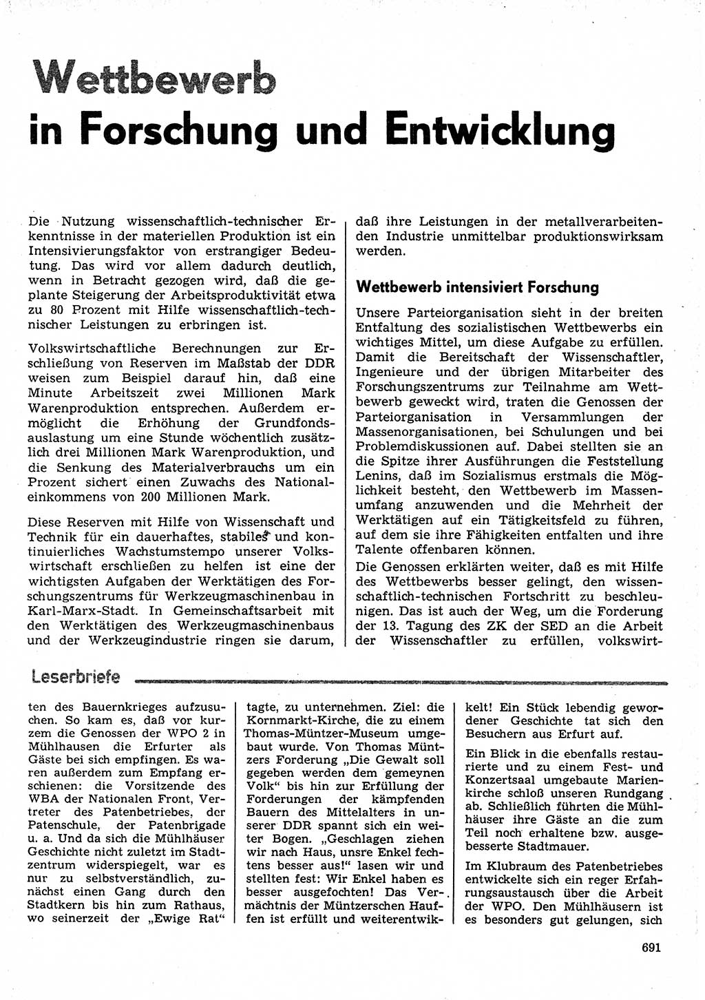 Neuer Weg (NW), Organ des Zentralkomitees (ZK) der SED (Sozialistische Einheitspartei Deutschlands) für Fragen des Parteilebens, 30. Jahrgang [Deutsche Demokratische Republik (DDR)] 1975, Seite 691 (NW ZK SED DDR 1975, S. 691)