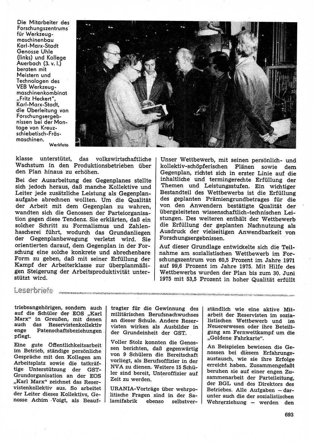 Neuer Weg (NW), Organ des Zentralkomitees (ZK) der SED (Sozialistische Einheitspartei Deutschlands) für Fragen des Parteilebens, 30. Jahrgang [Deutsche Demokratische Republik (DDR)] 1975, Seite 693 (NW ZK SED DDR 1975, S. 693)